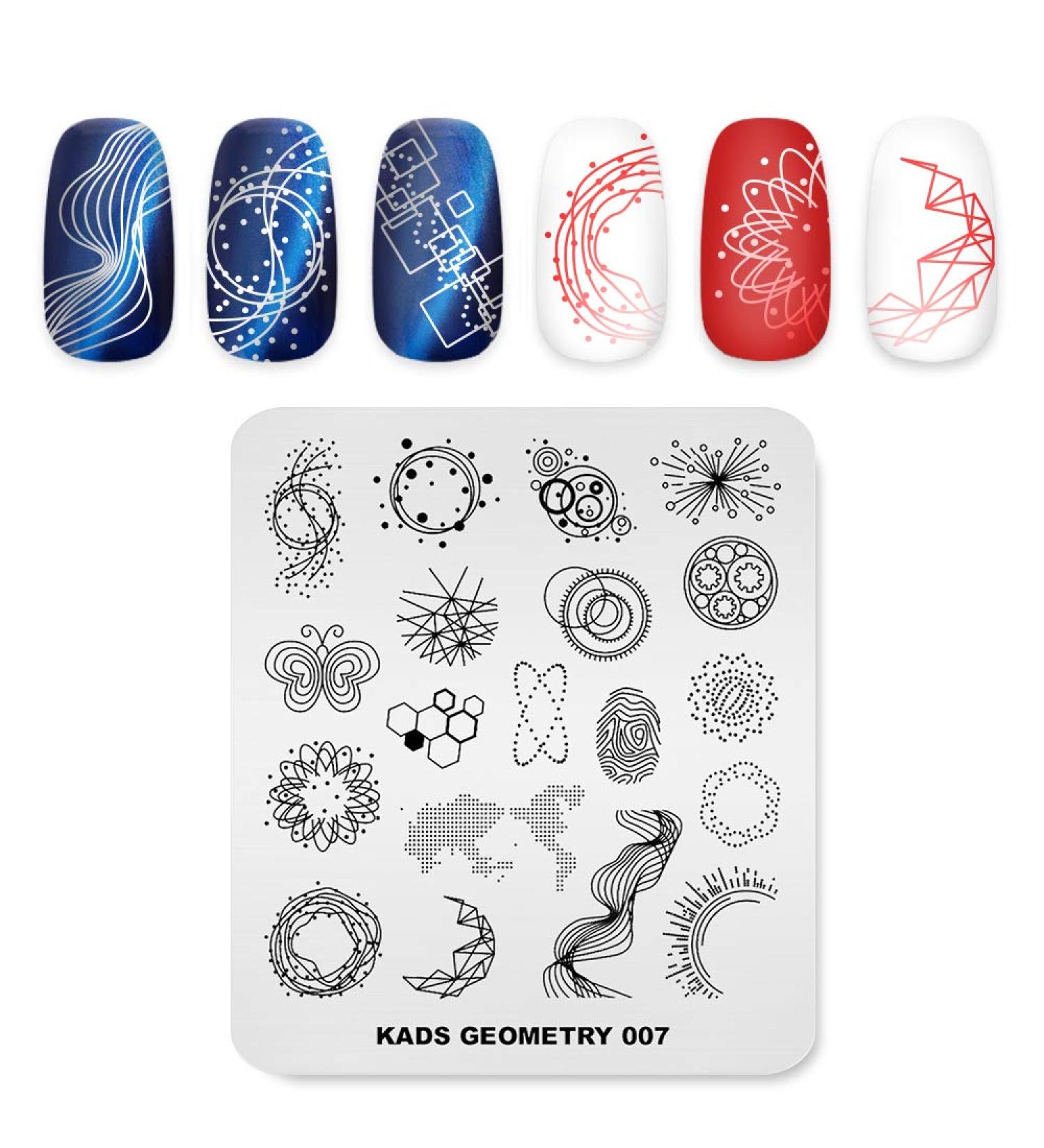 KADS Geometry Nail Stamping Plate GE007 for Nail Art Decoration and DIY - Image Design Plate - Buy Online on SooperMarket.com