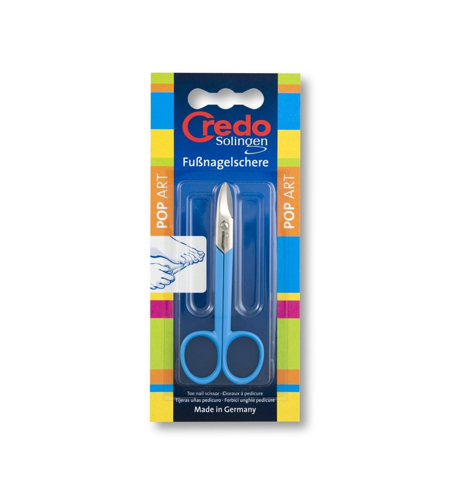 CREDO Toenail Scissors Curved POP Art Nickel Plated Blue