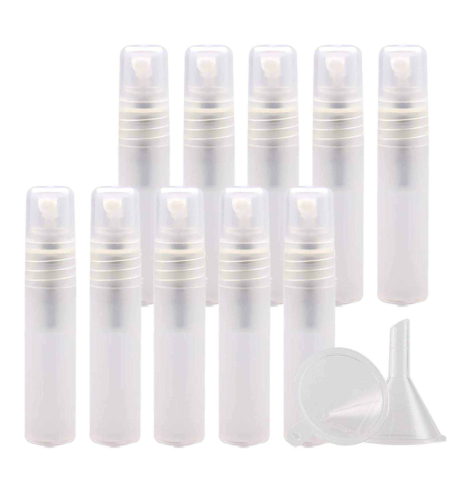 Zeoabsy 10pc Empty 3ml Matt Transparent Spray Bottles - Fine Fog Pumps & 2x Funnels for Water & Alcohol - Ideal for Perfume Travel Kits - Buy Online on SooperMarket.com