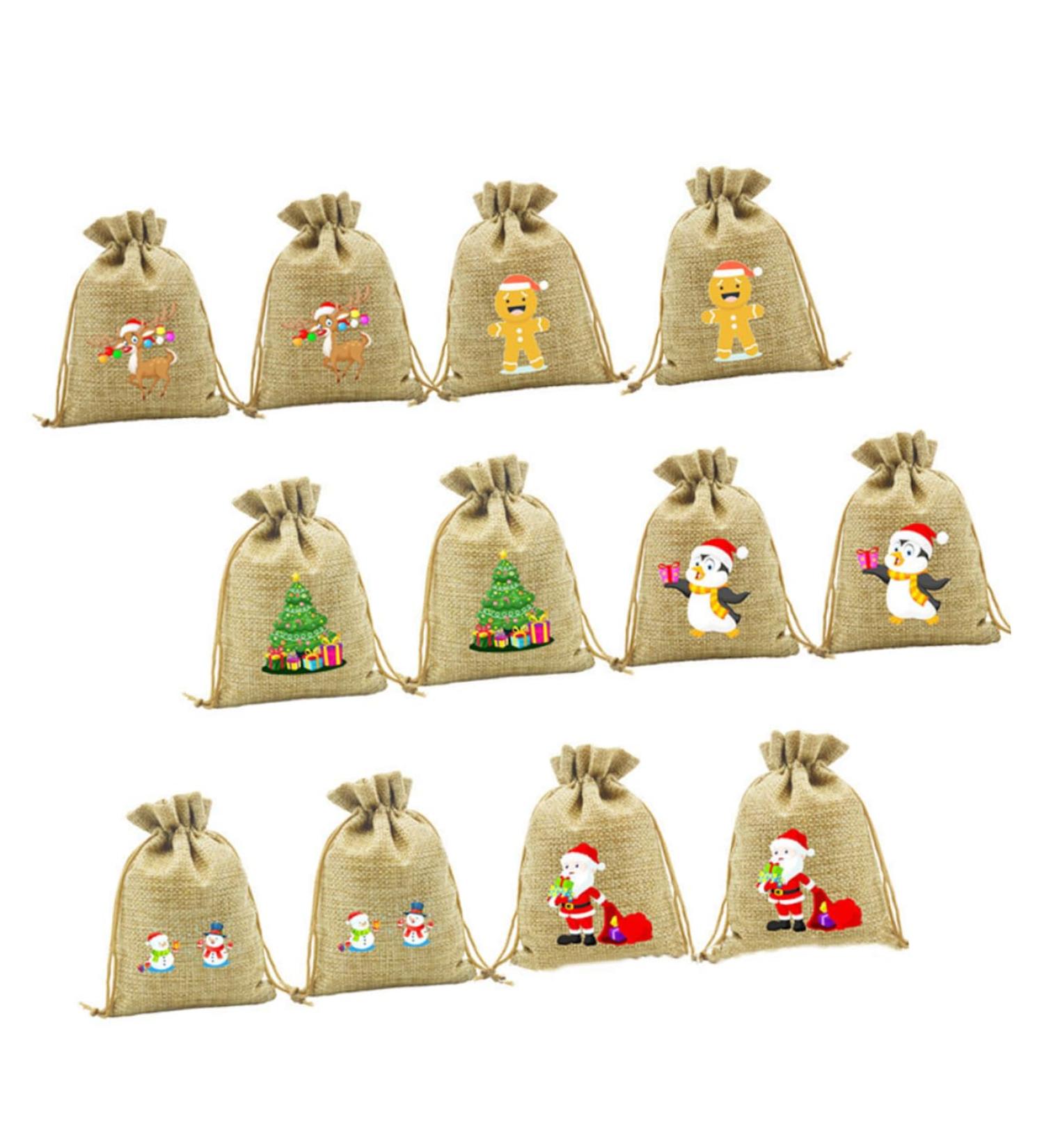 KOMBIUDA 12pcs Christmas Drawstring Bag Candy Bags Burlap Lovely Bags Hold Accessories Bag Storage Bag Pocket - Buy Online on SooperMarket.com