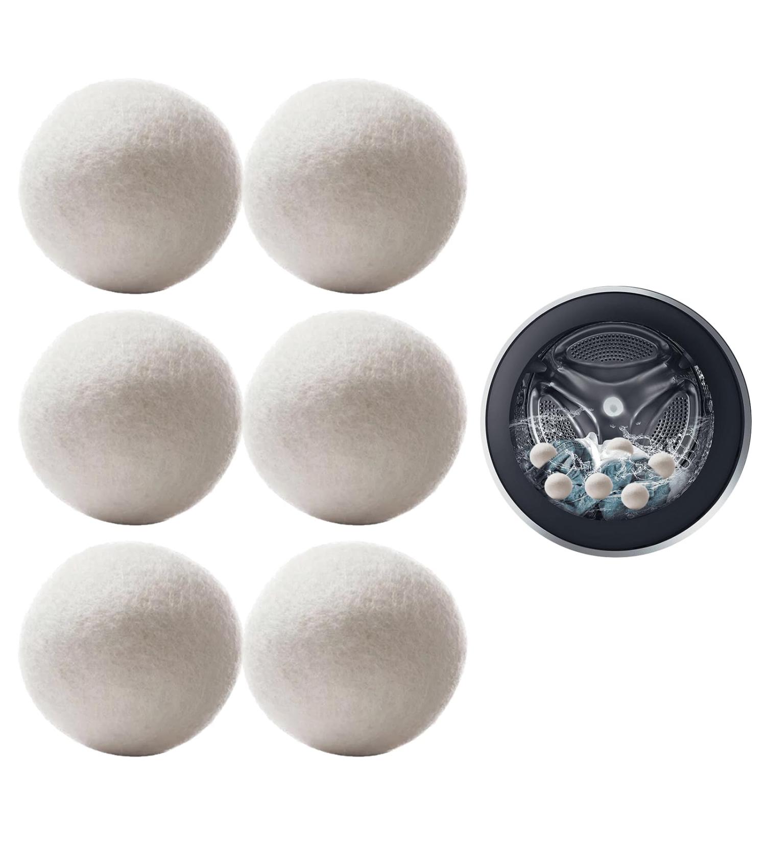 Natural Wool Dryer Balls - 6 Eco-Friendly Felt Balls for Tumble Dryers | Reduce Drying Time & Wrinkles - Buy Online on SooperMarket.com
