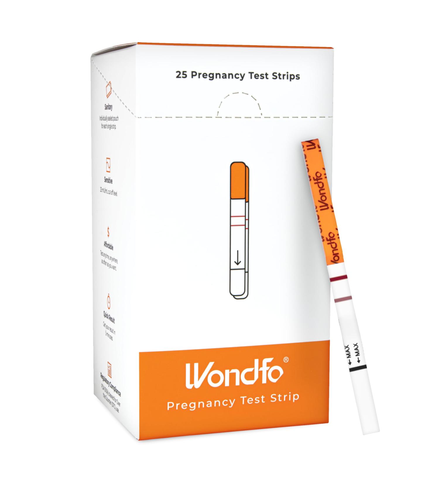 Wondfo Pregnancy Test Strips - 25 Pack Early Result Pregnancy Test Highly Sensitive Fast Home Self-checking Kit Clear HCG Test Results Test De Grossesse 25 Hcg - Buy Online on SooperMarket.com