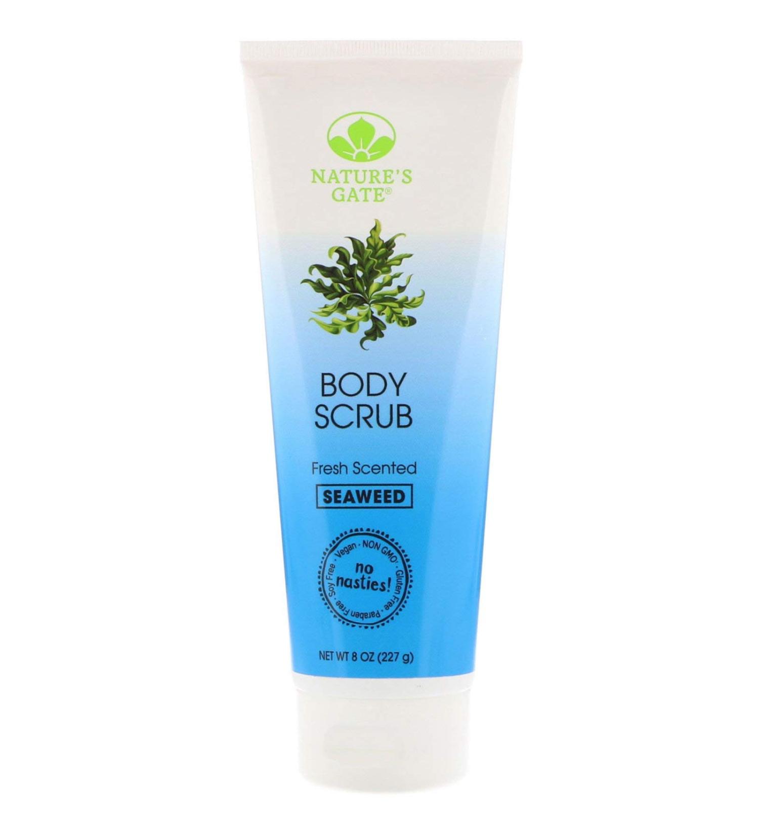 Nature's Gate Natural Body Scrub Seaweed Fresh Scented Gently Exfoliates Softens Hydrates and Smooths Skin Vegan Non GMO Gluten Free Paraben Free and Cruelty Free 8 Ounce Recyclable Tube