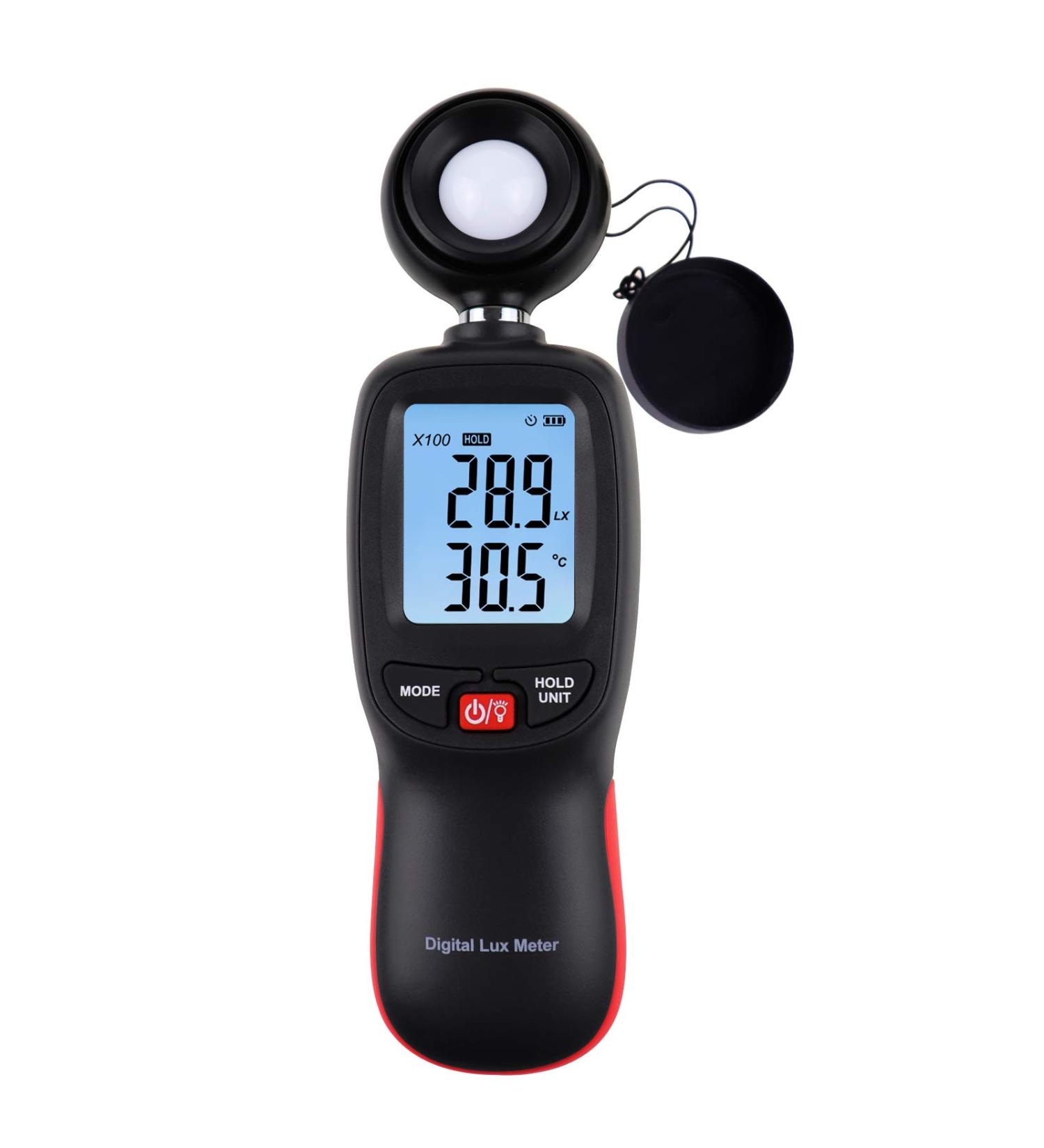 Digital Light Meter with Data Record, Backlight, Lux & Temperature Meter - 0-200,000 Lux/FC Measurement Range - MAX/MIN/Hold Function - Buy Online on SooperMarket.com