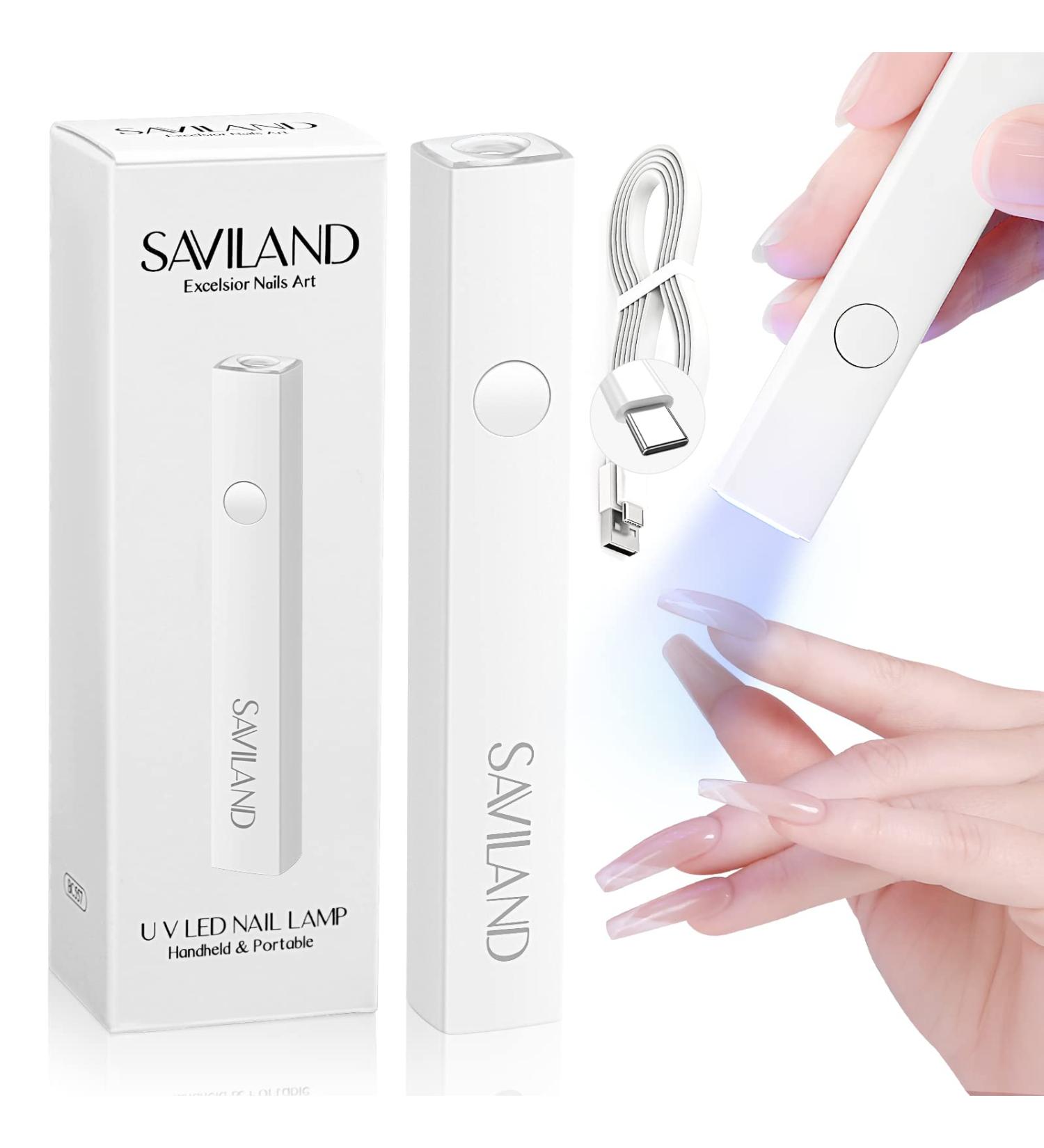 Saviland UV Light for Nails - Portable Handheld LED Nail Lamp for Gel Nails | Mini Nail Dryer for Gel Polish Curing | USB Nail Art Flashlight for Home Manicure - Buy Online on SooperMarket.com