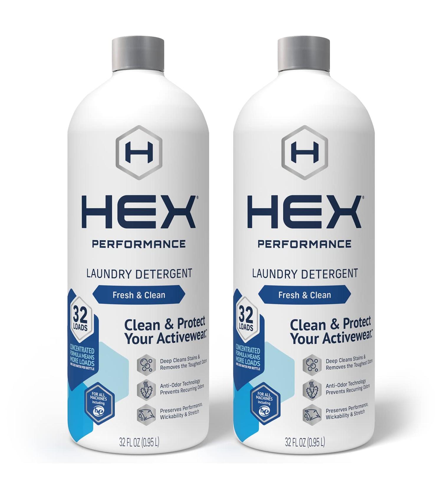 HEX Performance Fresh & Clean Laundry Detergent 64 Loads (Pack of 2) | Activewear Formula | Eco-Friendly 32 Fl Oz - Buy Online on SooperMarket.com