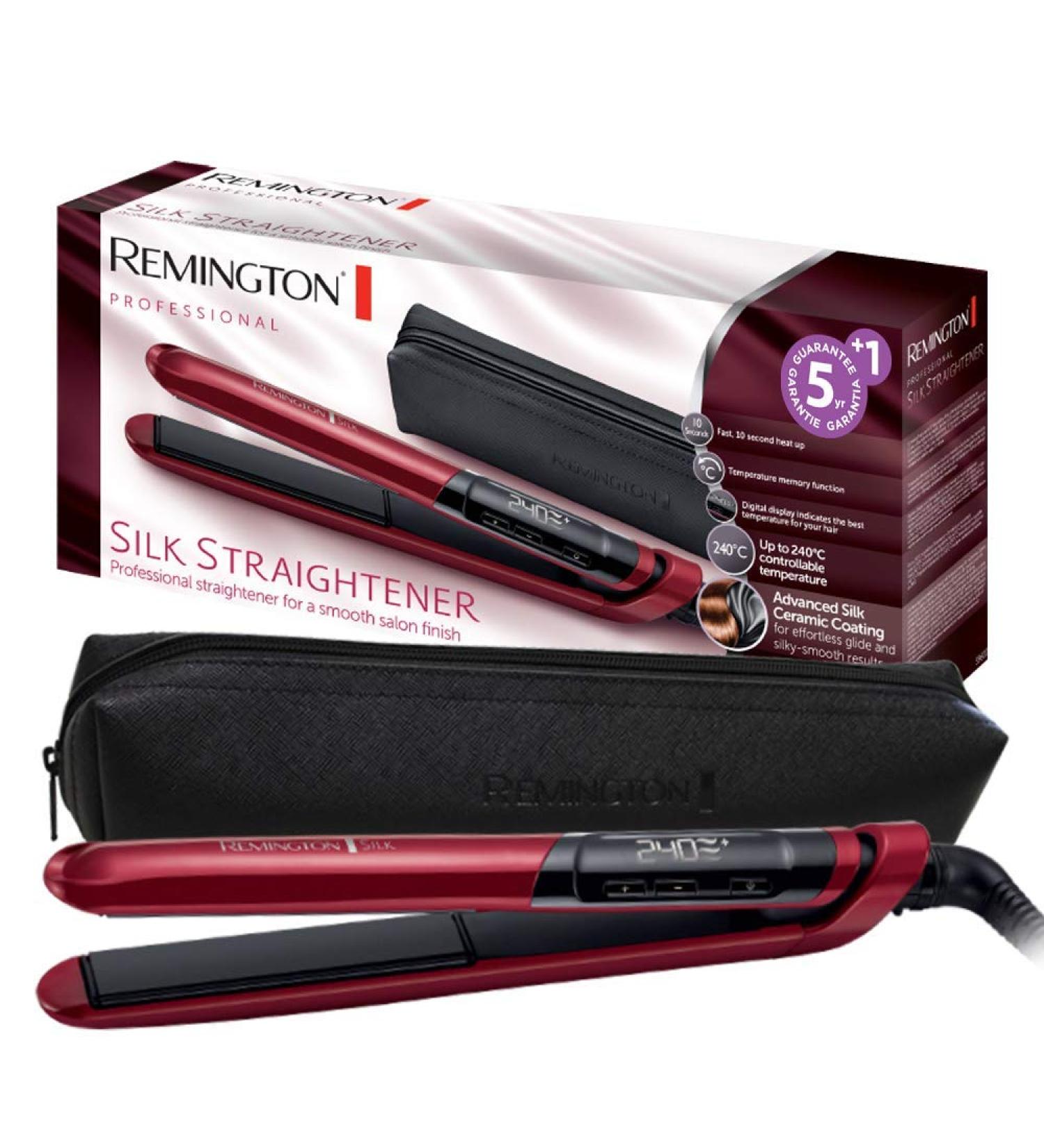 Remington Smooth Iron Silk S9600 Hair Straightener - Double-Layer Ceramic Coating LCD Display Fast Heating 150-240C for Silky Glossy Hair - Buy Online on SooperMarket.com
