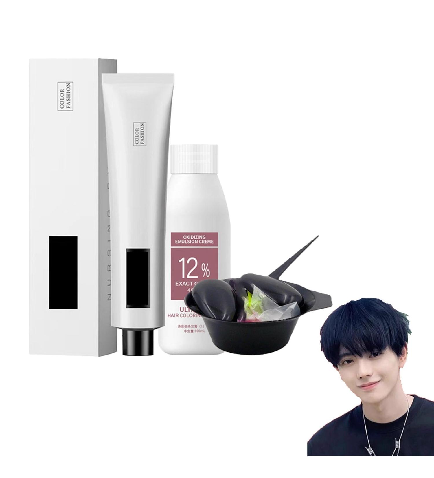 Dyemiss Color Shampoo Dyemiss Hair Coloring Shampoo No Bleaching Hair Nourishing Coloring Hair Dye Dyemiss Hair Dye Diy Fashion Hair Dye for Men and Wome (Color : Blue and black) - Buy Online on SooperMarket.com
