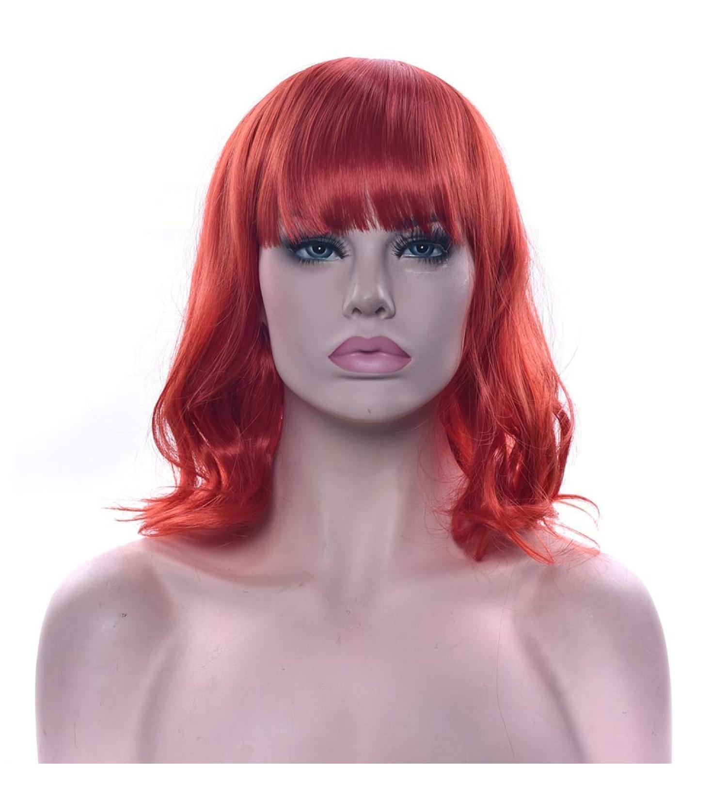 Lfmdjf 10 Colors Short Curly Synthetic Hair Pink Wigs High Temperature Fiber Black Brown Red Hairpiece Wig for Women 14inches 2312 Red