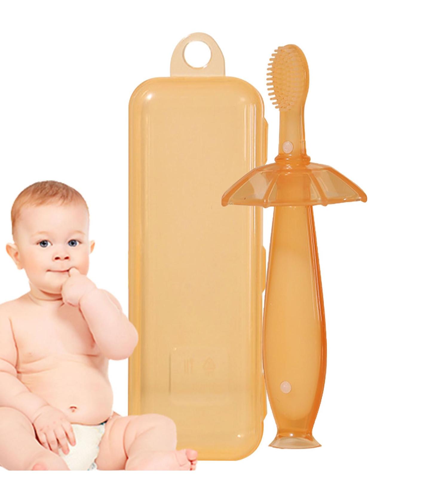 Soft Silicone Toothbrush for Children | 2-in-1 Toothbrush & Bite Ring | Hochelastic Chew-Resistant Training Brush - Buy Online on SooperMarket.com
