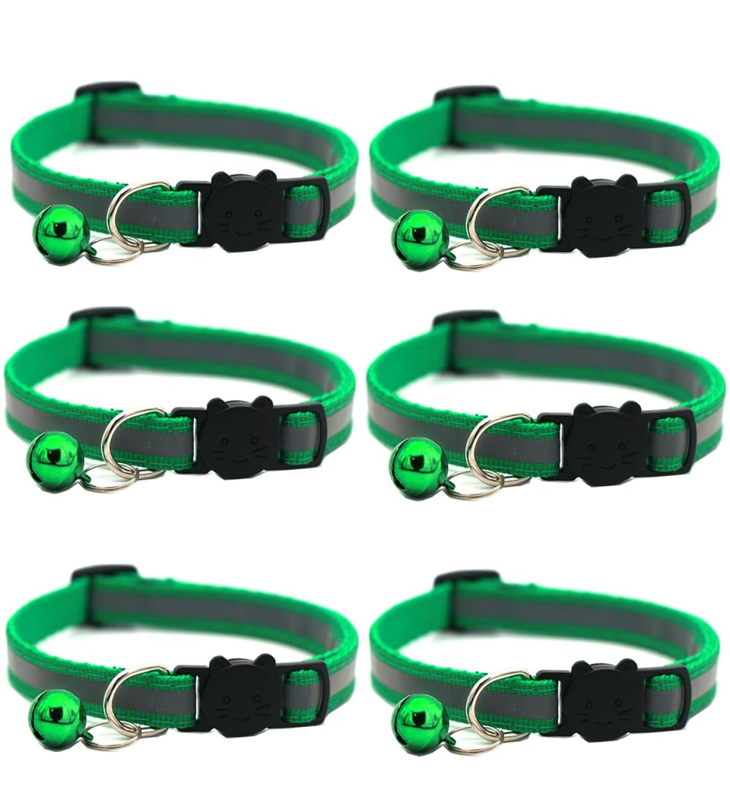 Hepplly 6-Pack Reflective Cat Collars with Bells - Quick Release Kitten Collars (Dark Green) - Shop Internationally - Buy Online on SooperMarket.com