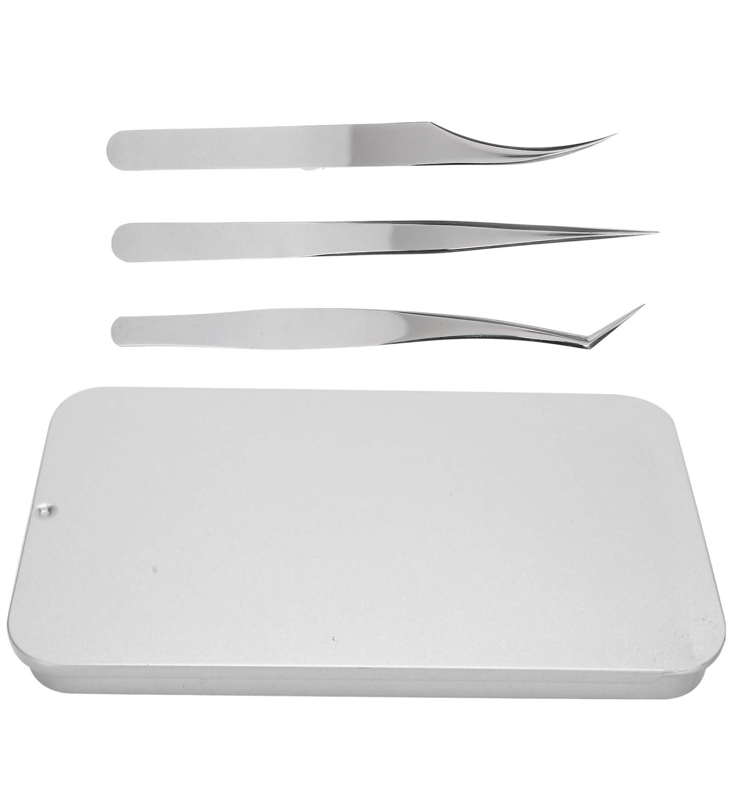 Premium Eyelash Extension Tweezers Set - 3-Part Silver Dolphin Tool for Perfect Fans - Buy Online on SooperMarket.com