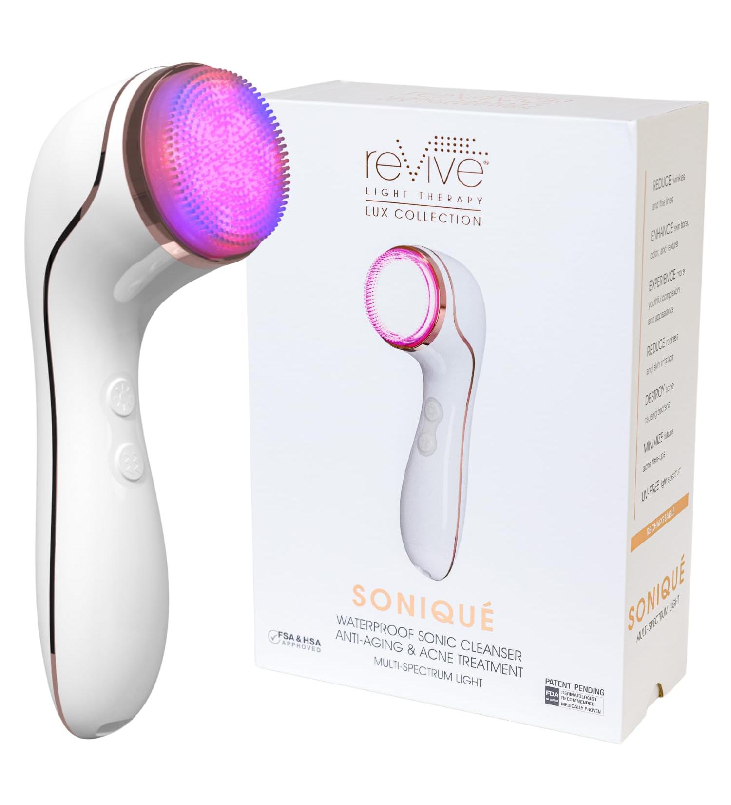 LED Technologies Lux Collection Soniqu Sonic Facial Cleansing Brush | Acne & Wrinkle Reduction | Red & Blue Light Therapy | International Shipping - Buy Online on SooperMarket.com