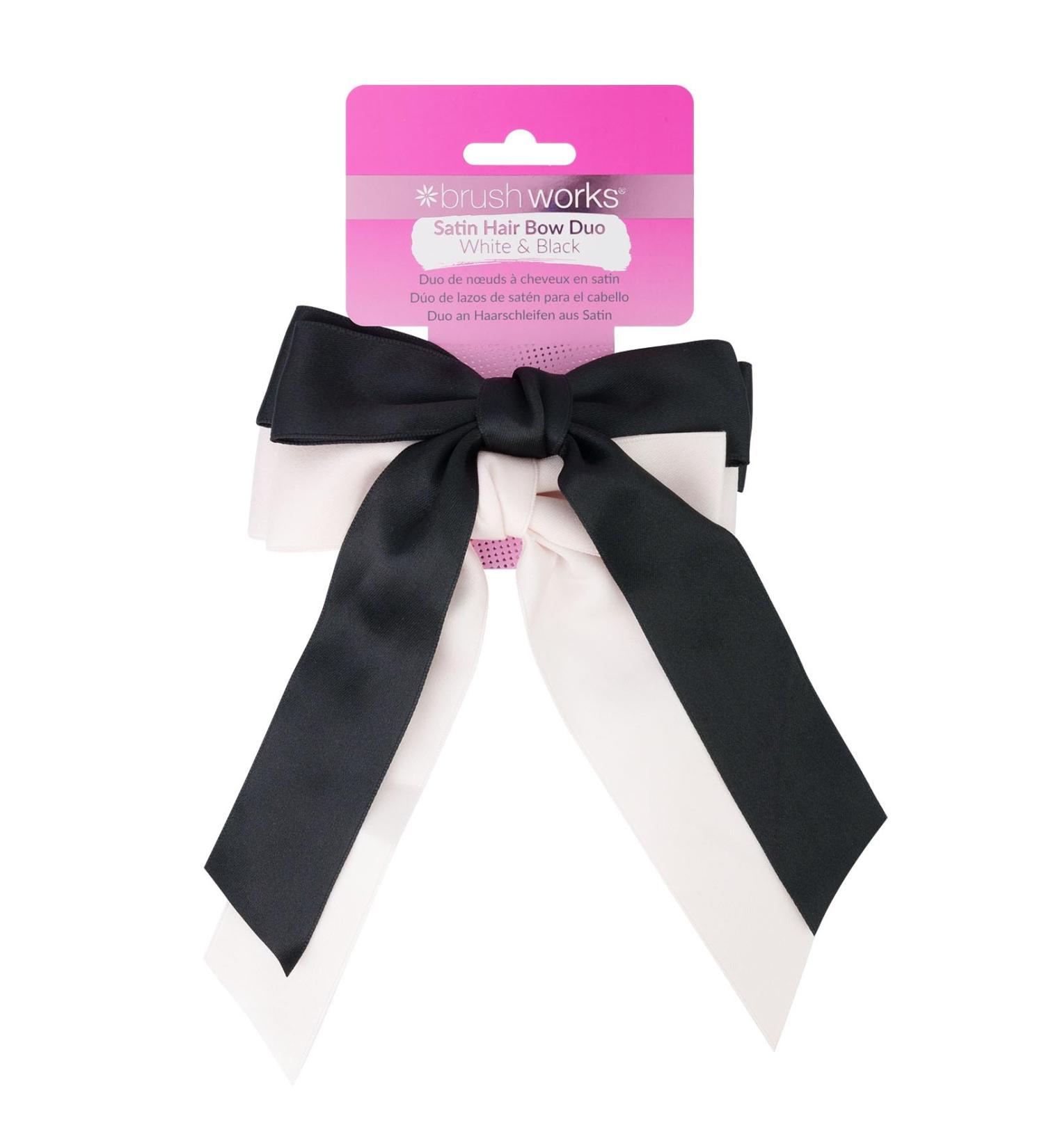 Brushworks Satin Hair Bow Duo Black & White - Buy Online on SooperMarket.com
