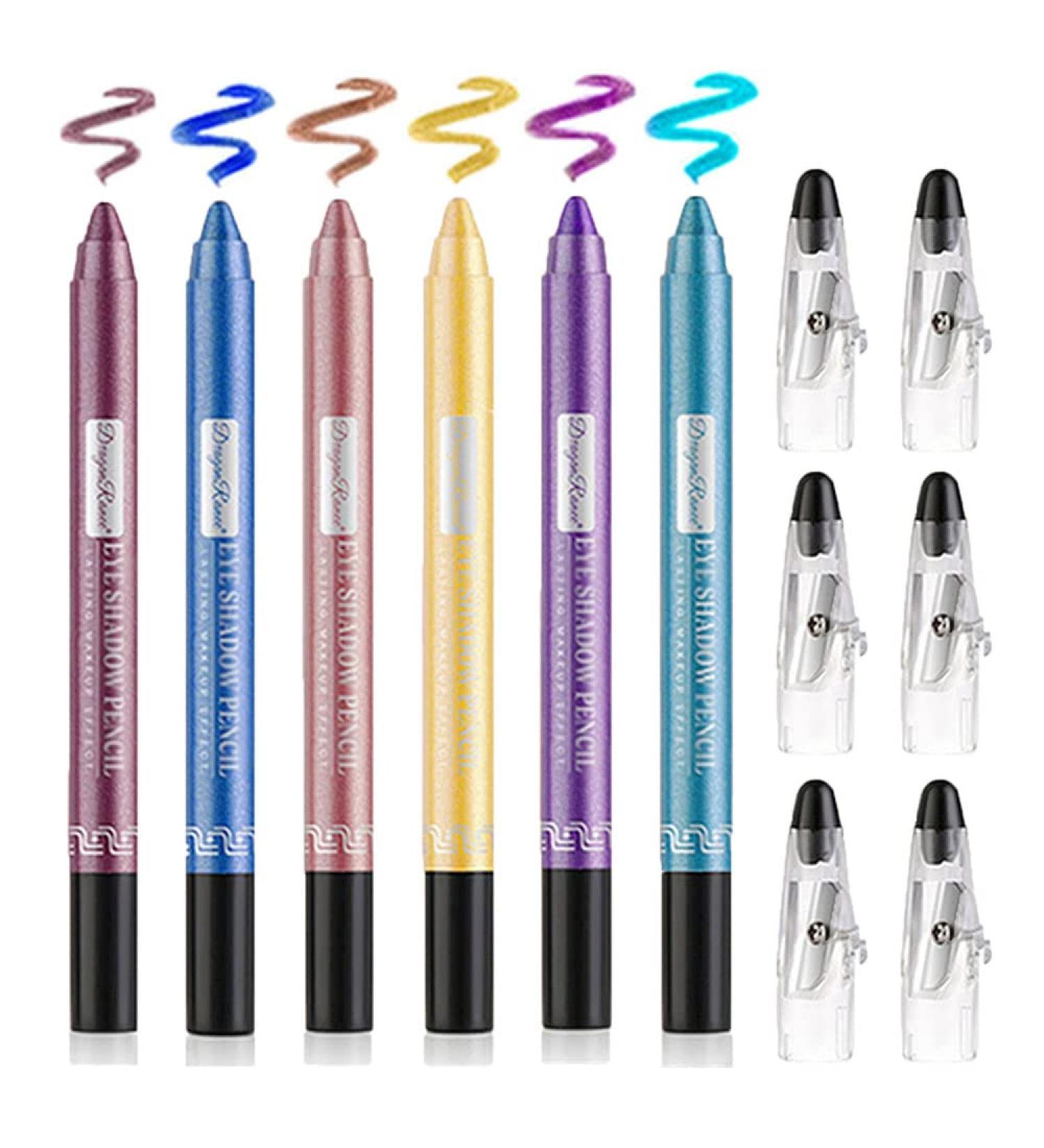 Go Ho 6 PCS Shimmer Cream Eyeshadow Sticks Set - Easy to Color Eye Makeup with Sharpener - Buy Online on SooperMarket.com
