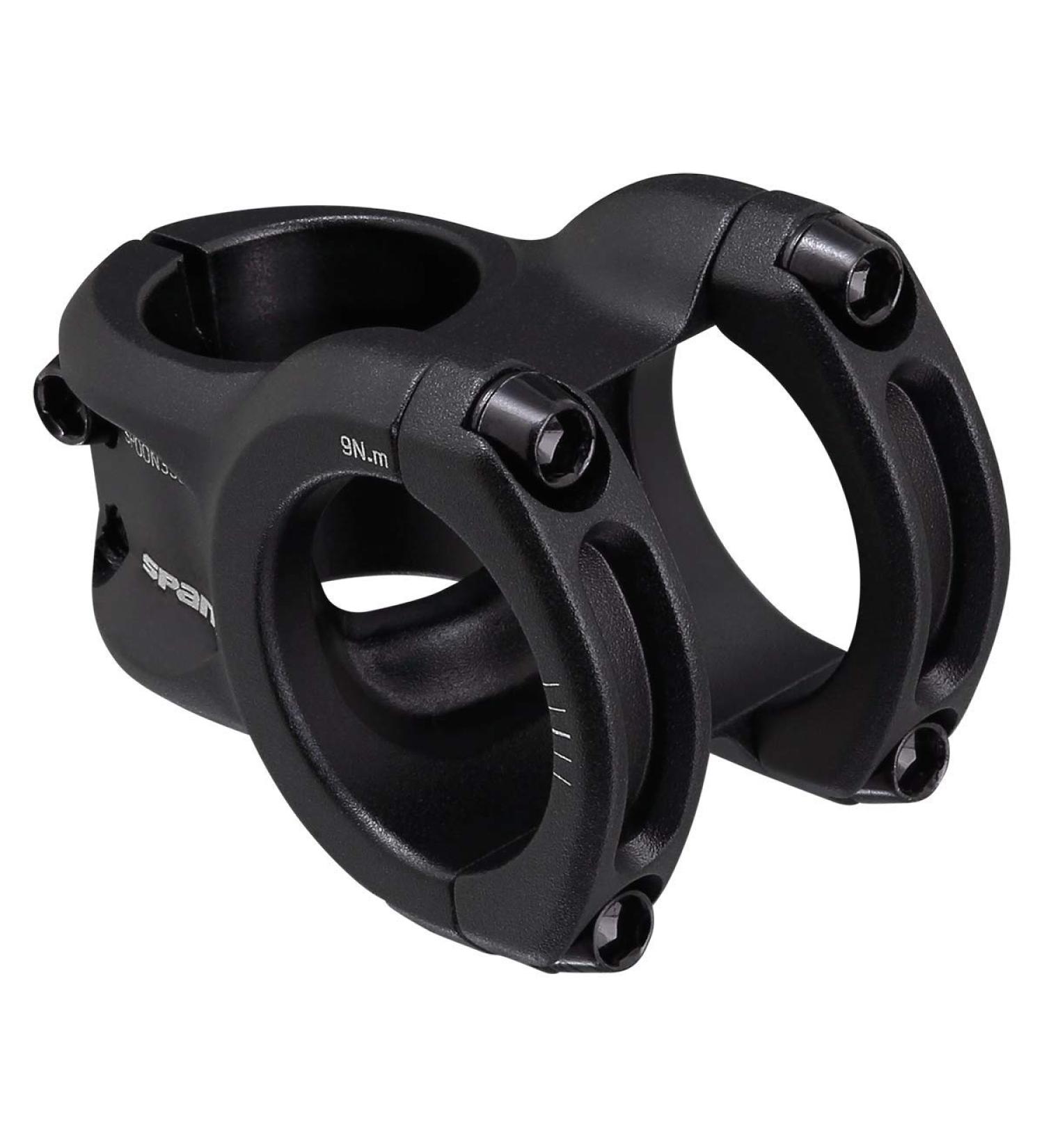Spank Spoon 350 Stem Black 45mm - Chamfered Bar Clamp, Ultra-Short Stack Height - ASTM 5 Rated for All Mountain, Enduro, Trail, Free Ride, DJ, E-Bikes - Buy Online on SooperMarket.com