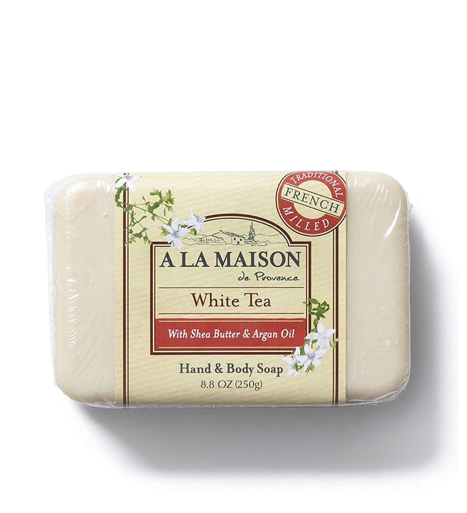 A La Maison White Tea Bar Soap - Triple French Milled Natural Moisturizing Hand Soap Bar (1 Bar of Soap 8.8 oz)