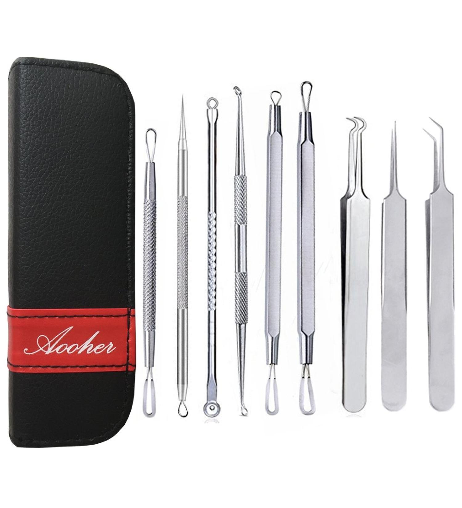 OETUIOW 9pcs Blackhead Remover Tool Kit - Professional Pimple Comedone Extractor Set for Pimples, Blackheads, Zit Removal - Forehead, Facial, and Nose - Buy Online on SooperMarket.com