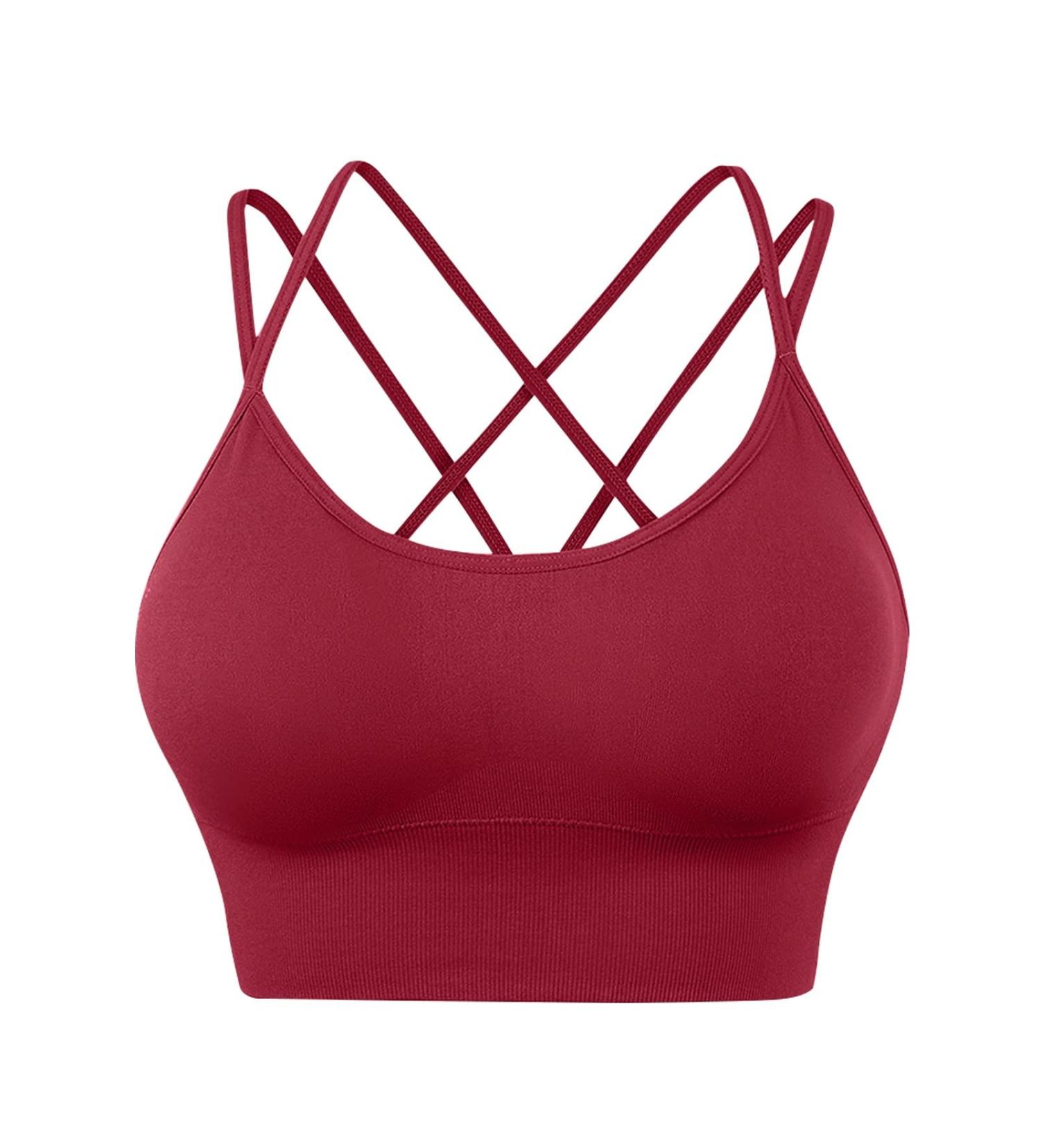 Shop Women's Padded Sports Bras - Yoga & Fitness Crop Tops in Red | International Shipping Available - Buy Online on SooperMarket.com
