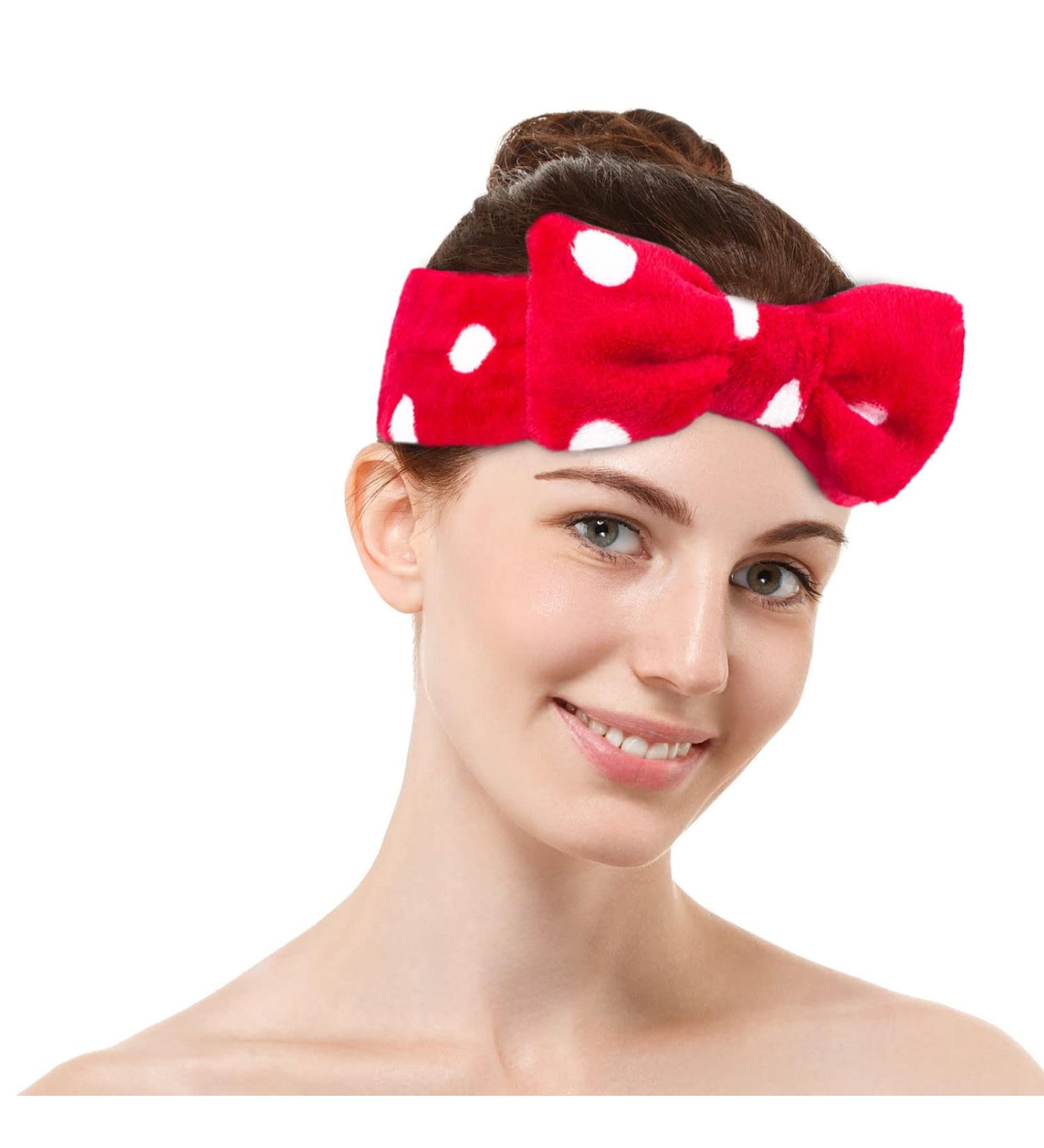ODDIER Make-up Spa Headband - Red Microfiber Coral Fleece Hair Band for Women and Girls, Ideal for Bath, Skincare, and Makeup Application - Buy Online on SooperMarket.com
