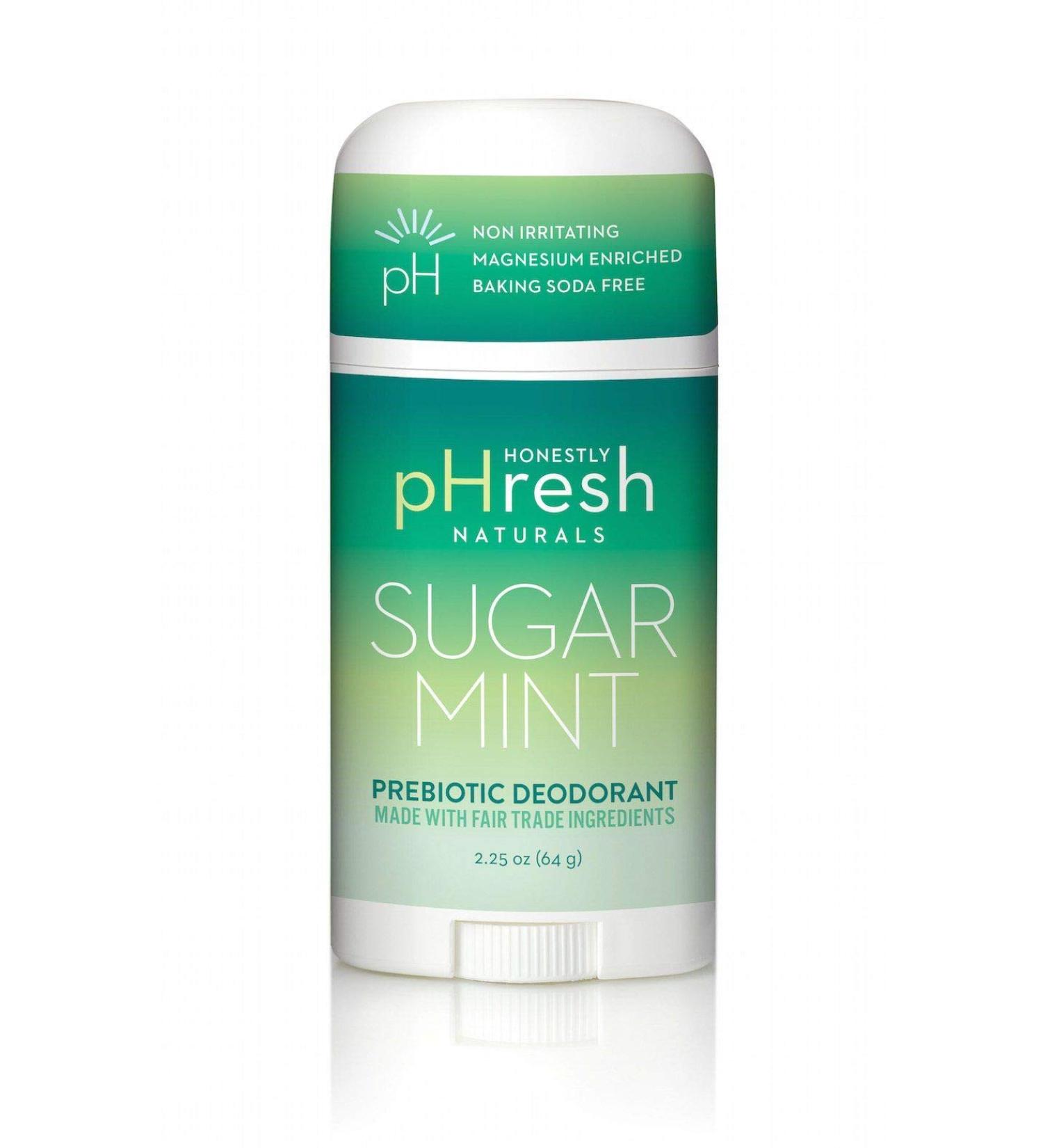 Honestly pHresh Natural Prebiotic Deodorant Baking Soda & Aluminum Free Safe for Sensitive Skin 24 Hour Odor Protection 2.25 Oz Sugar Mint
