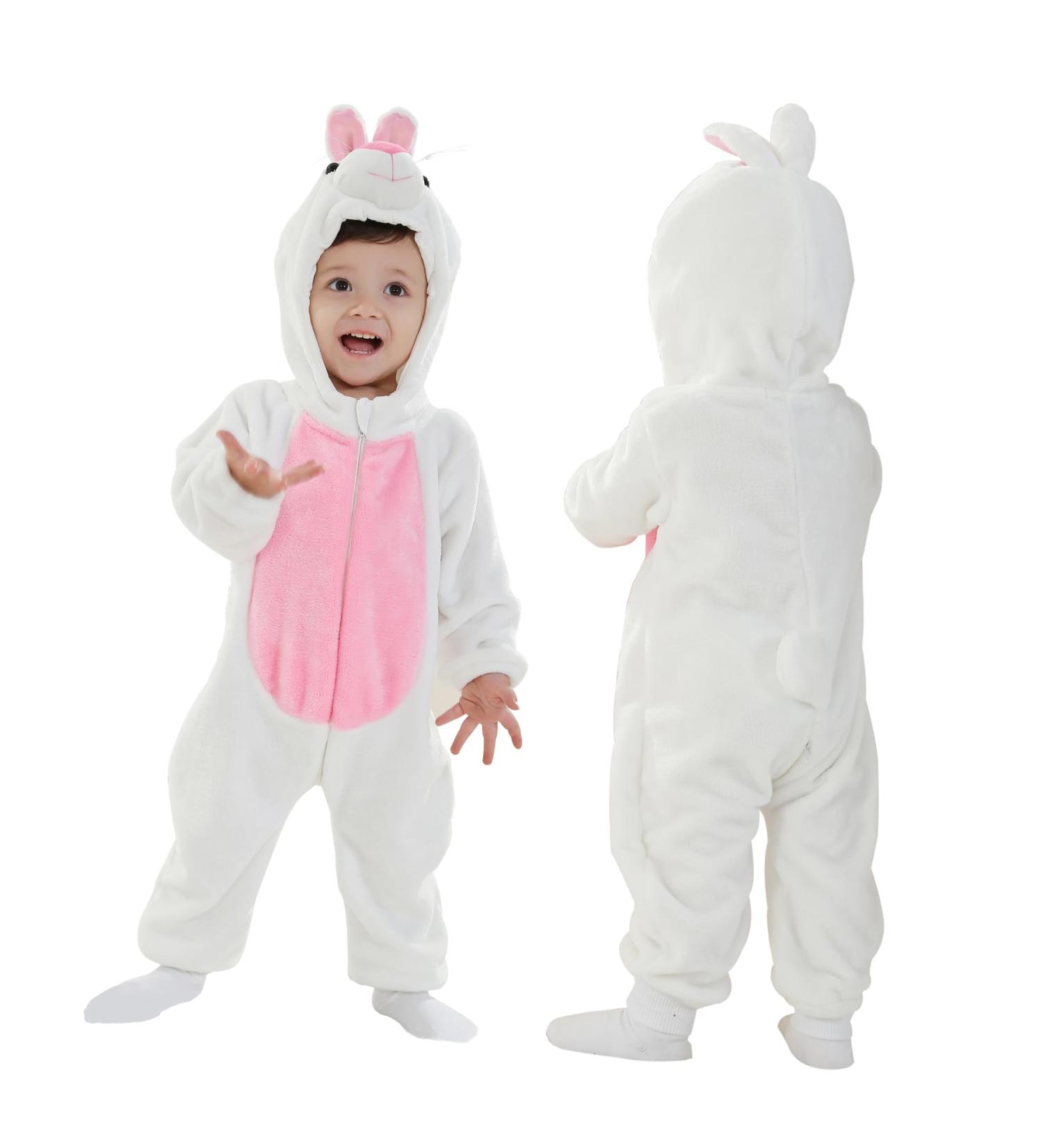 Doladola Baby Romper Onesie with Hood | Animal Theme | 6-12 Months | White Rabbit Design - Buy Online on SooperMarket.com