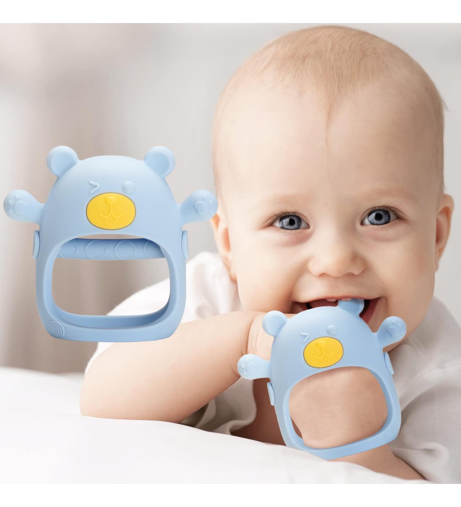 Never Drop Baby Teething Toy | Silicone Hand Teether for Babies | BPA Free Blue - Buy Online on SooperMarket.com