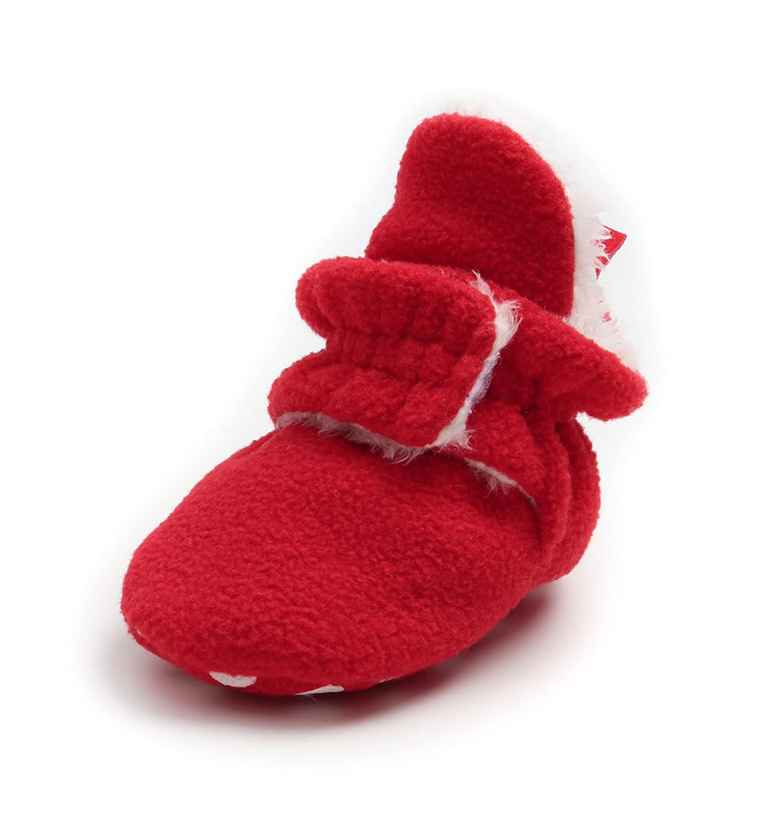 TMEOG Baby Booties Slippers | Infant Boots for Boys Girls | Winter Sock Crib Shoes 0-18 Months | 0-6 Months | Red - Buy Online on SooperMarket.com