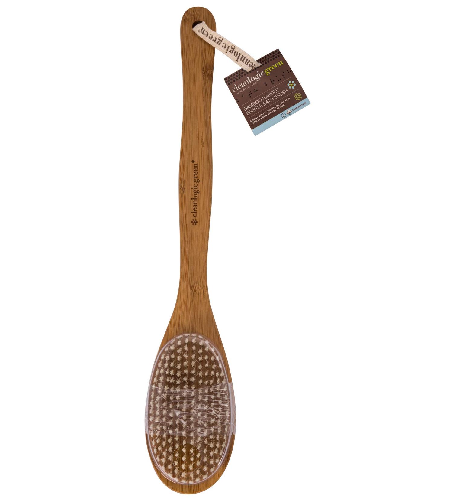 Cleanlogic Green Bamboo Bath Brush with Bristle Handle | Eco-Friendly Bathing Essential - Buy Online on SooperMarket.com