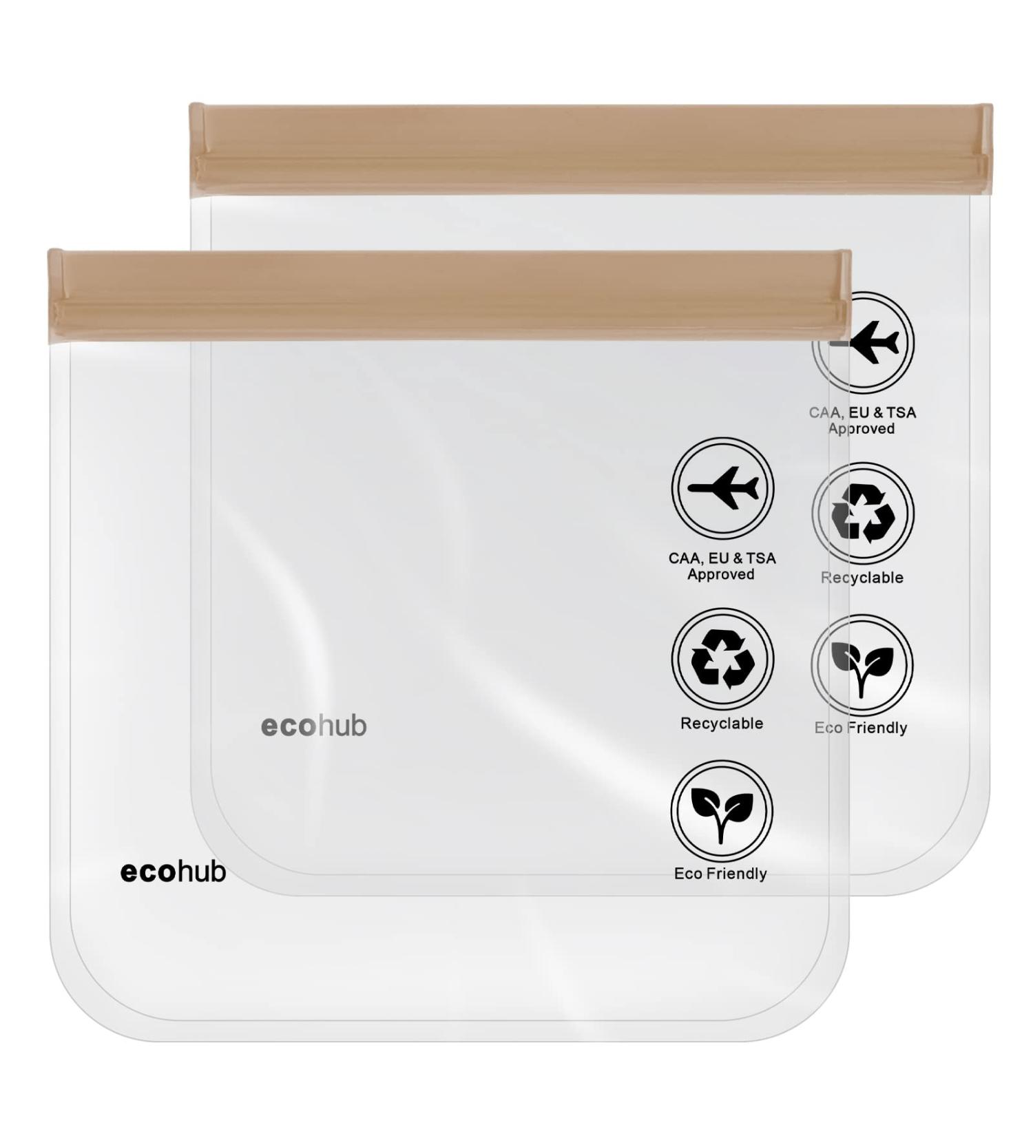 ECOHUB TSA Approved Airport Liquid Bag 20x20cm - Clear Toiletry Bag for Travel - Men and Women - Airline Approved Zip Lock Bags - Light Brown - Buy Online on SooperMarket.com