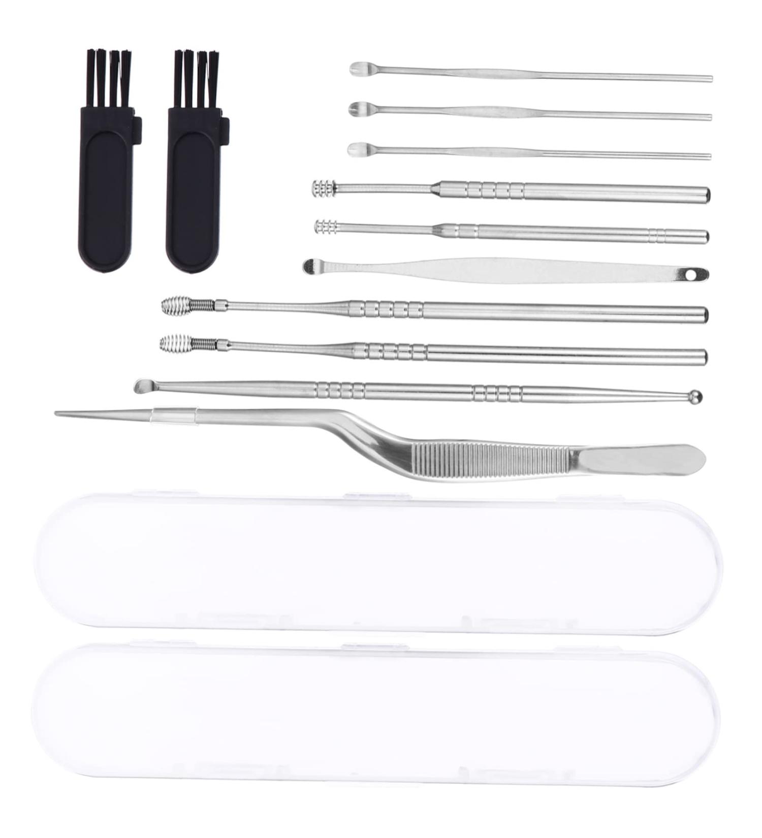 2 Sets Stainless Steel Ear Cleaning Kit - Ear Pick, Spatula, Spiral Spoon, Earwax Removal Tools - Buy Online on SooperMarket.com