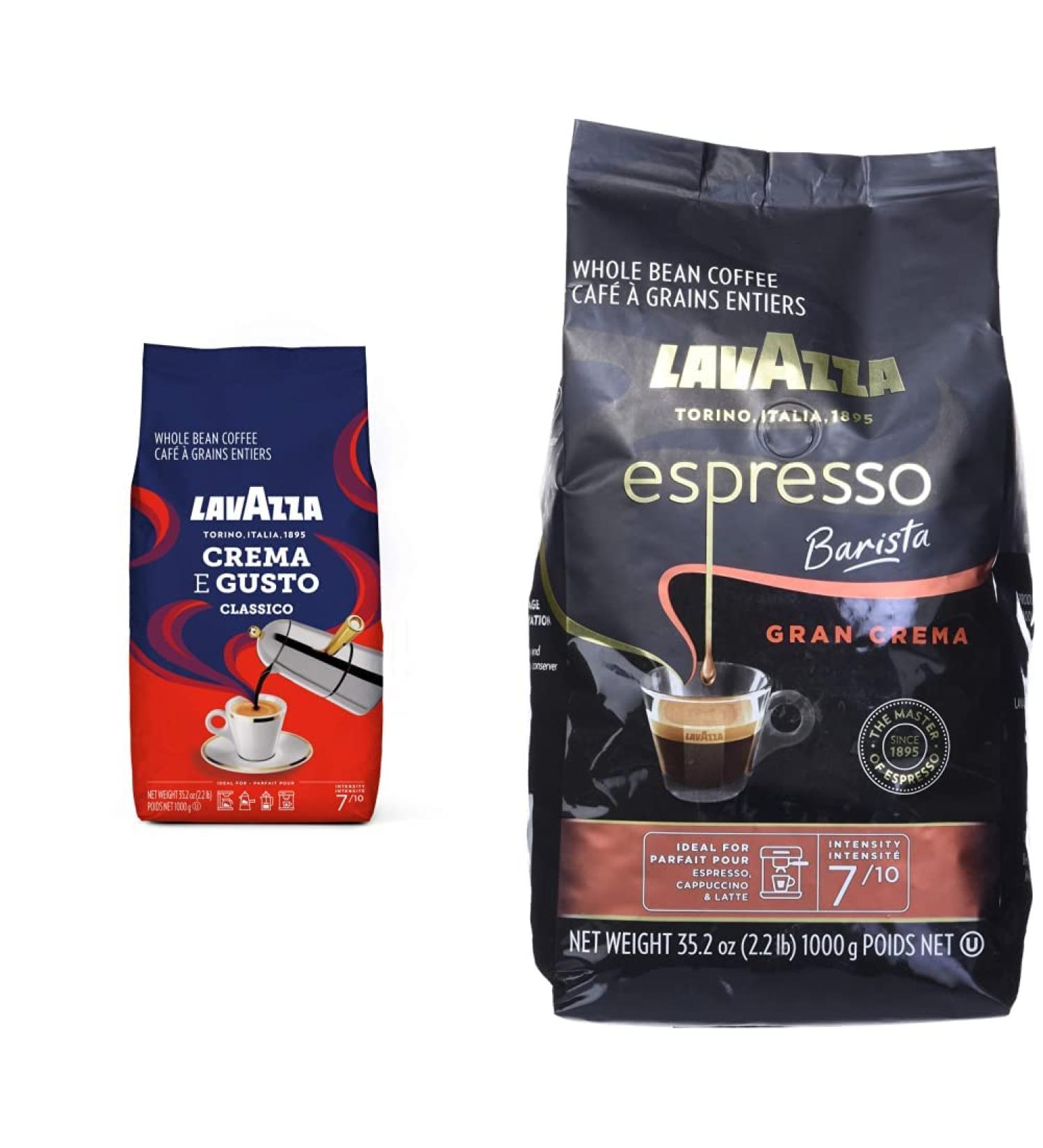Lavazza Crema E Gusto Whole Bean 1 Kilogram & Espresso Gran Crema Beans 1000gm(Packaging May Vary) Gusto Whole Bean + Gran Crema Beans - Buy Online on SooperMarket.com