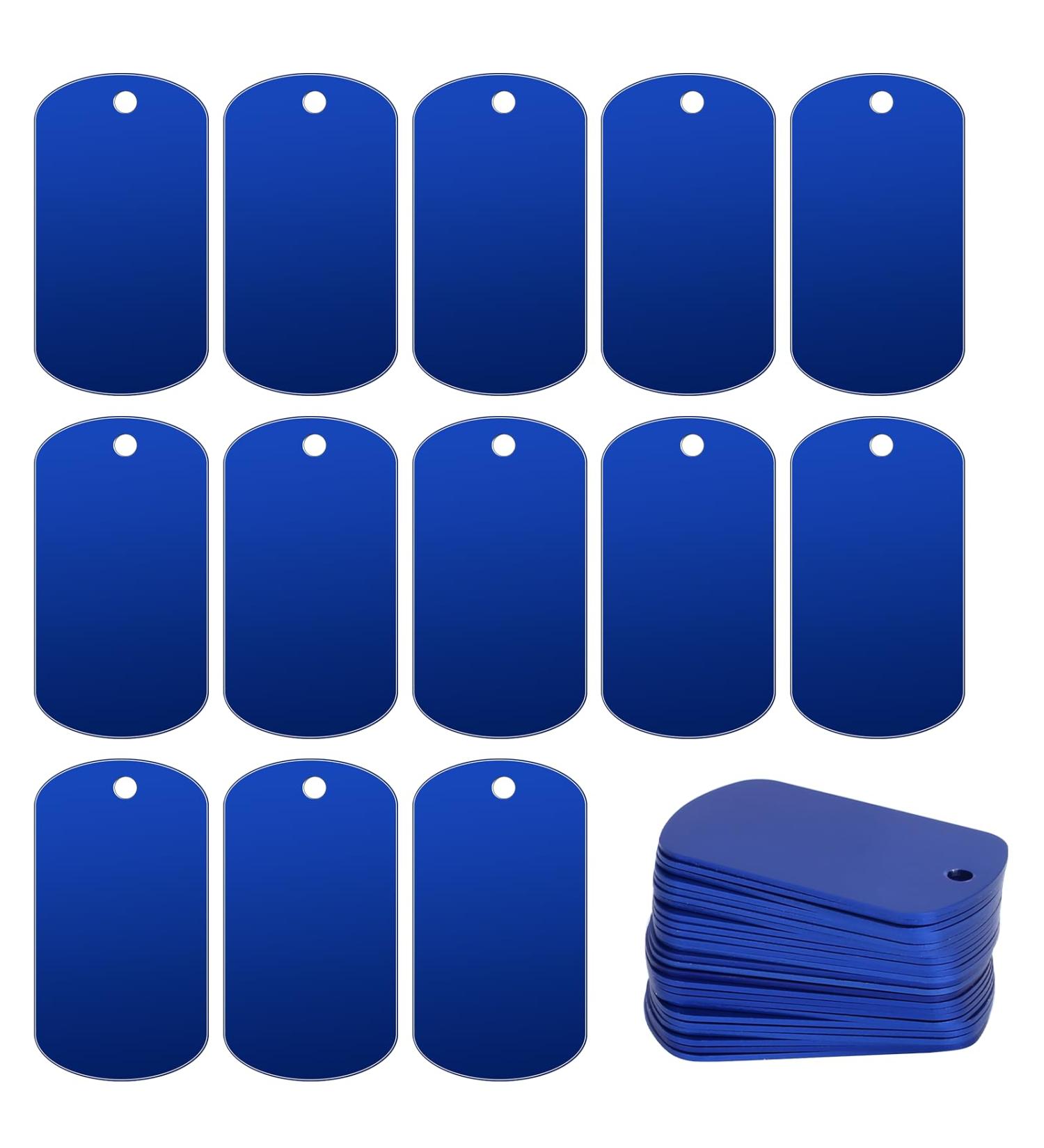 Mozeat 25pcs Pet ID Tags - Blank Aluminum Dog Tags (5x3 cm) for Personalization | Engrave Name Tags for Necklaces & Bracelets - Buy Online on SooperMarket.com