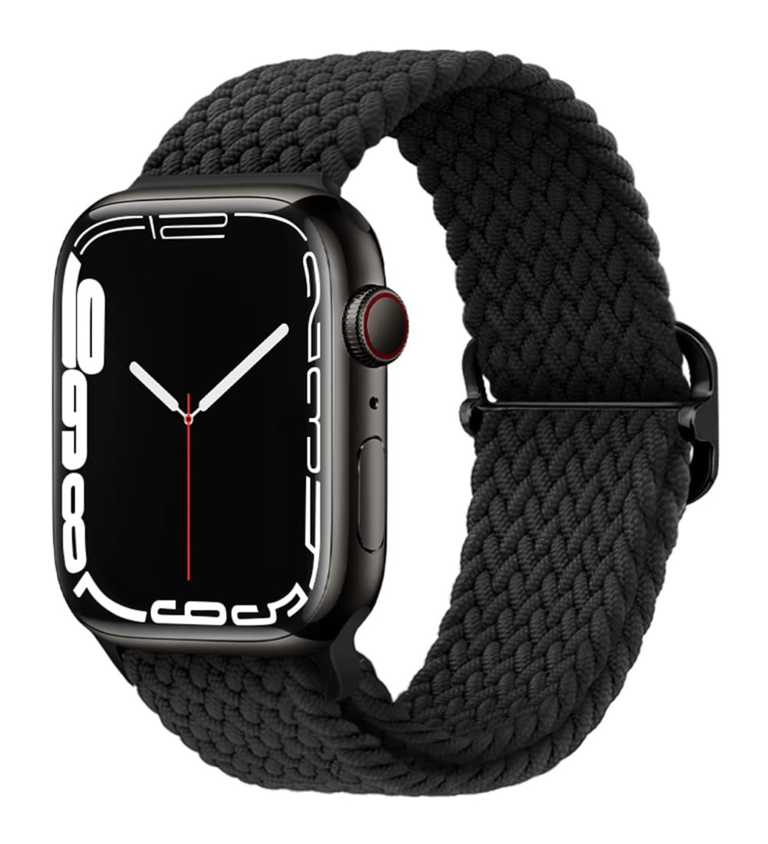 Qimela Stretchy Solo Loop Strap Compatible for Apple Watch Band 49mm 45mm 44mm 42mm for Women Men Adjustable Elastic Breathable Nylon Braided Sport Wristband for iWatch Series SE 8 7 6 5 4 3 2 1 Ultra Black 42mm/44mm/45mm/49mm - Buy Online on SooperMarket.com