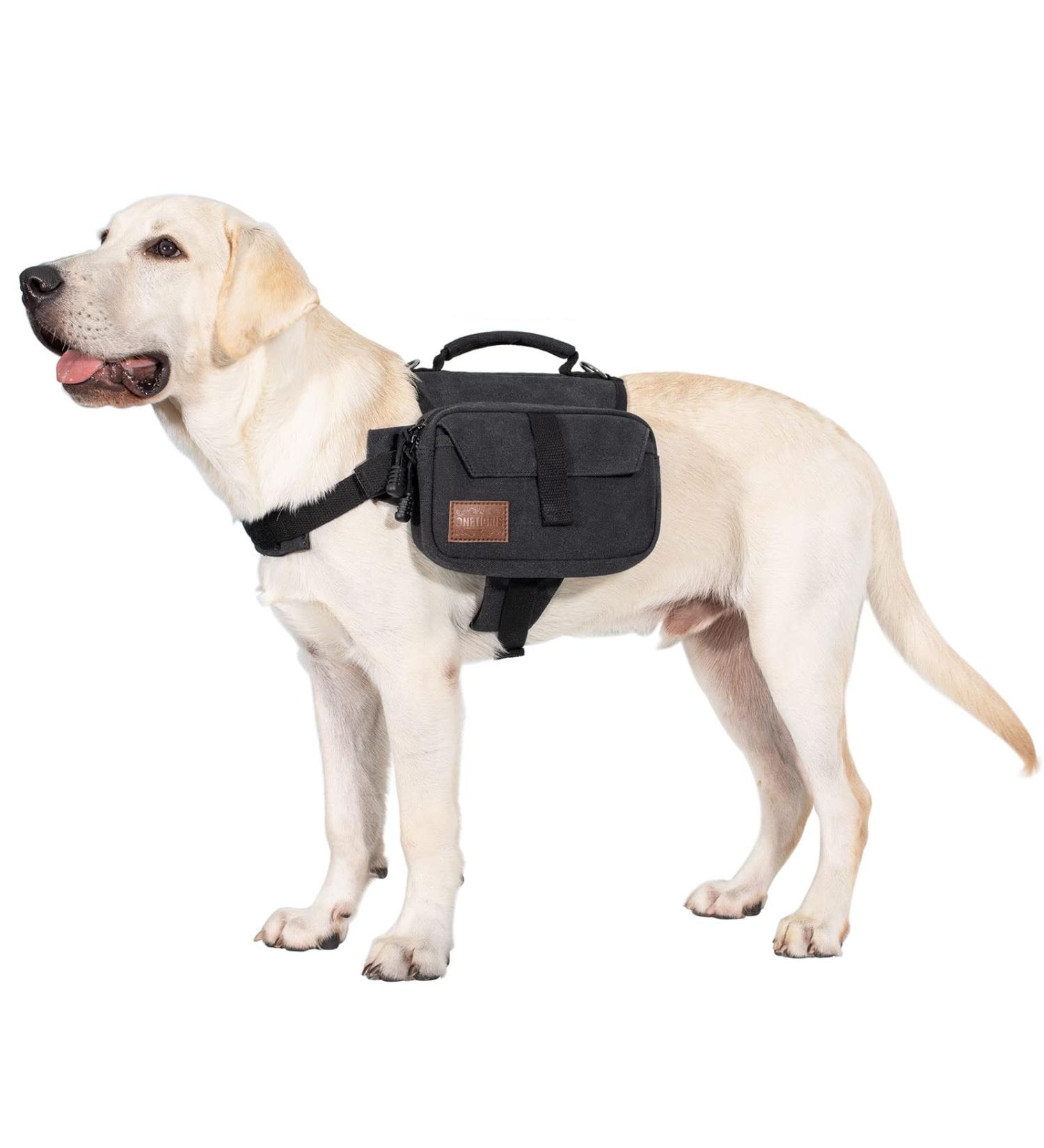 OneTigris Dog Pack for Hiking Camping Travelling Dog Backpack for Hiking Nylon Dog Harness Backpack with Side Pockets for Medium and Small Dogs L Black - Buy Online on SooperMarket.com