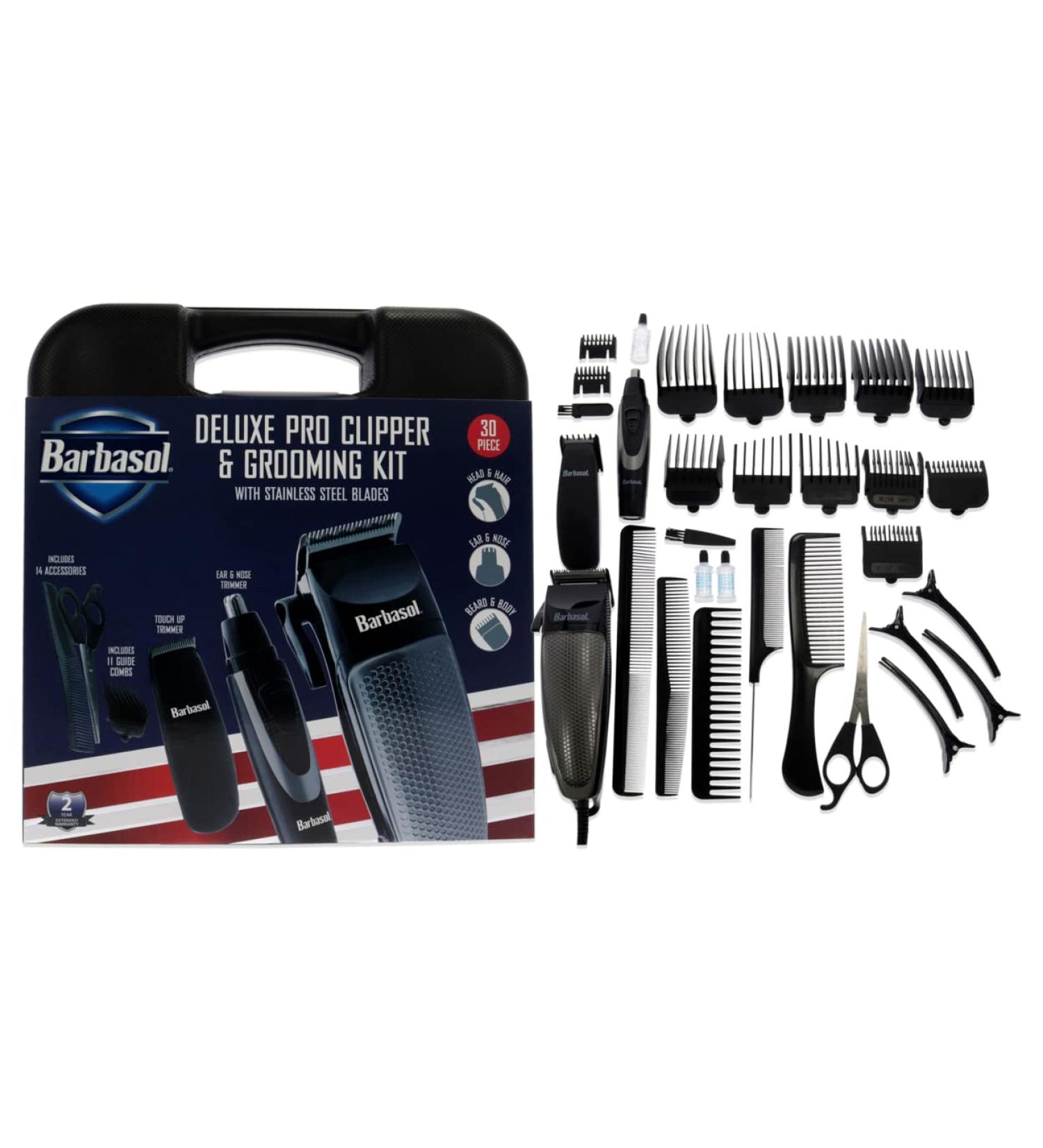 30 Piece Deluxe Pro Clipper & Grooming Kit | Stainless Steel Blades | International Shipping Available - Buy Online on SooperMarket.com