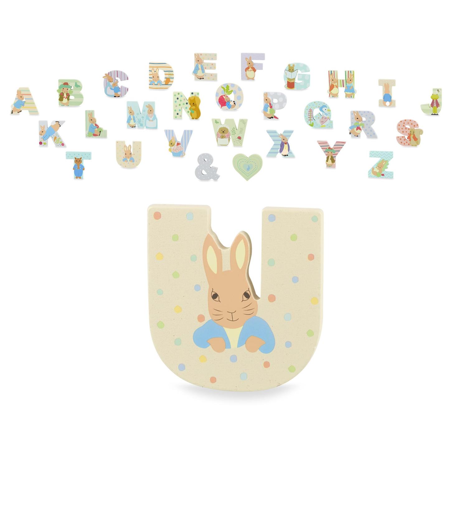 Peter Rabbit Wooden Letter U by Orange Tree Toys - Personalised Baby Name Alphabet Animal for Nursery Decor - Buy Online on SooperMarket.com