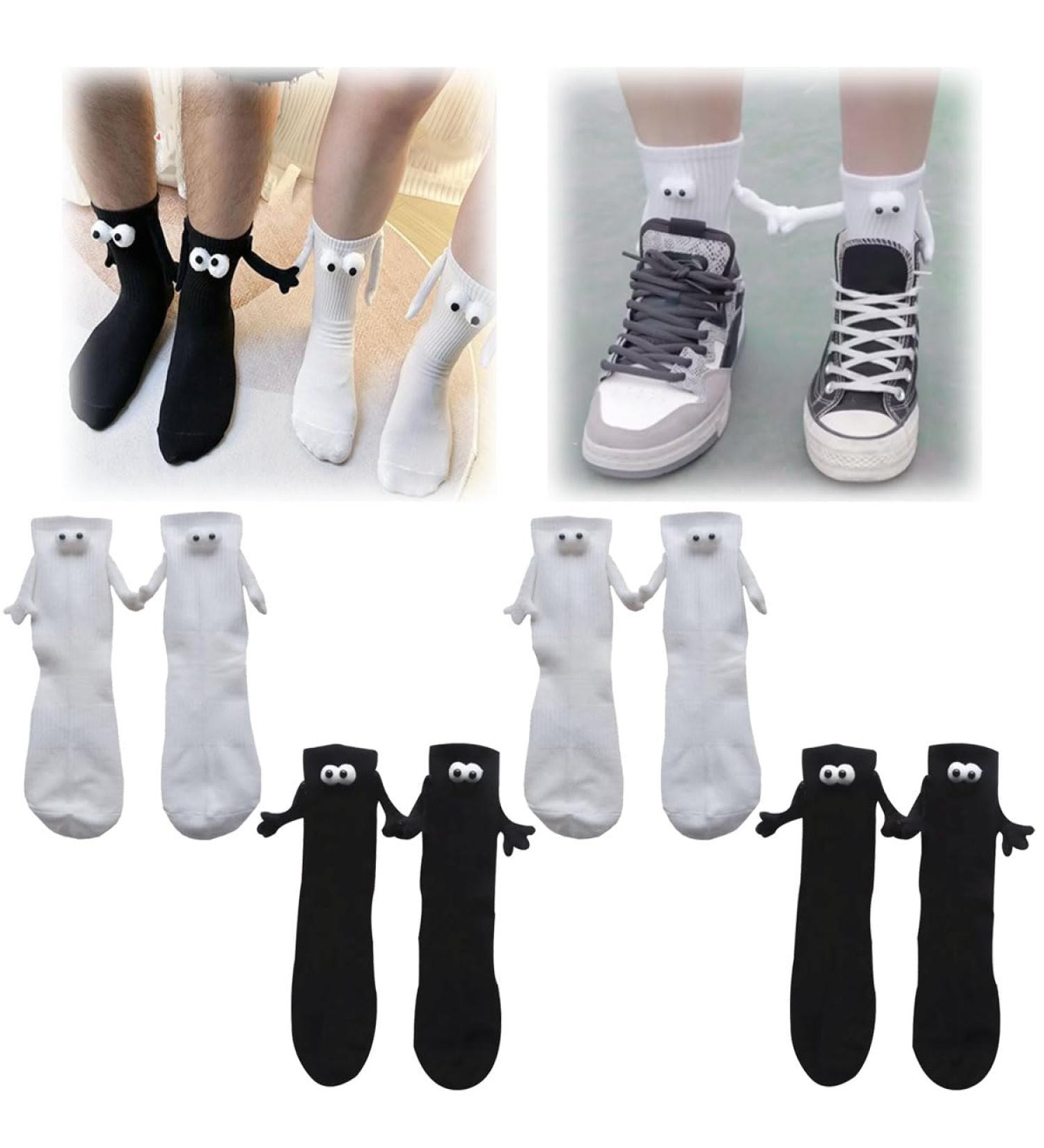 TisTik Couple Holding Hands Socks - Funny Magnetic Suction 3D Doll Mix-4pair - Buy Online on SooperMarket.com