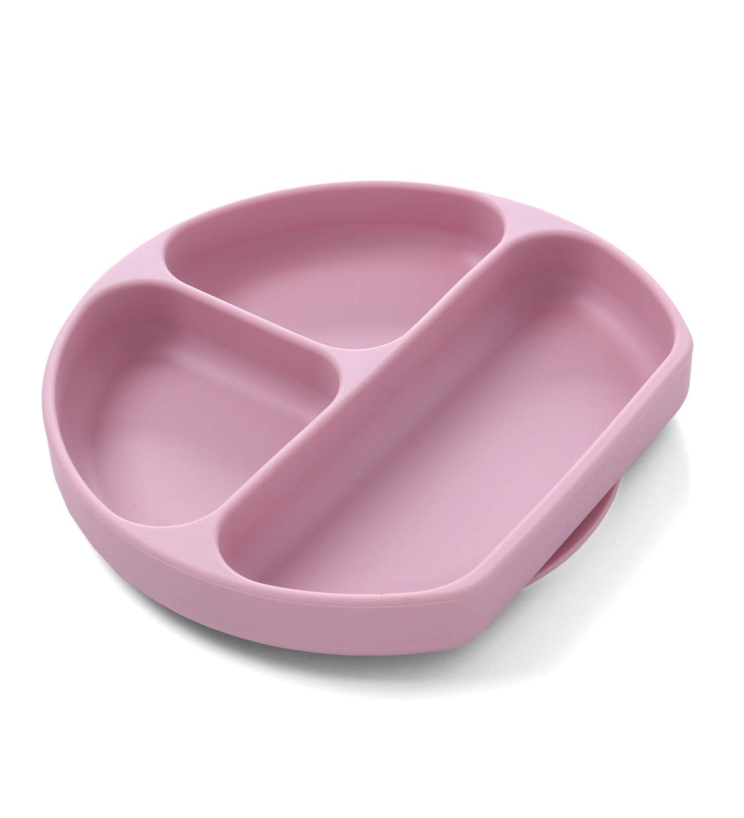 Baby Silicone Suction Divided Plate Non-Toxic, BPA-Free, Waterproof, Dishwasher Safe Easy to Clean Pink - Buy Online on SooperMarket.com