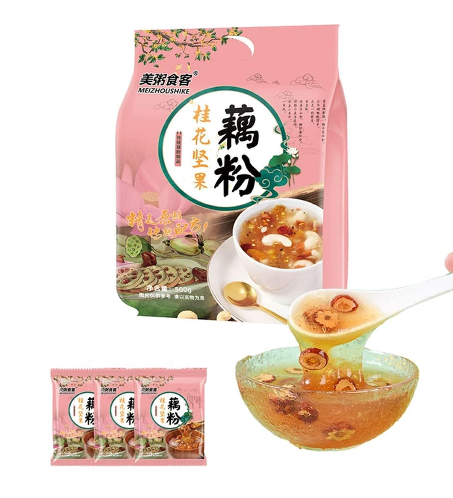 Osmanthus Nut & Lotus Root Powder Soup 500g - Instant Nutritious Breakfast, 14 Bags for Fast Food Porridge - Buy Online on SooperMarket.com