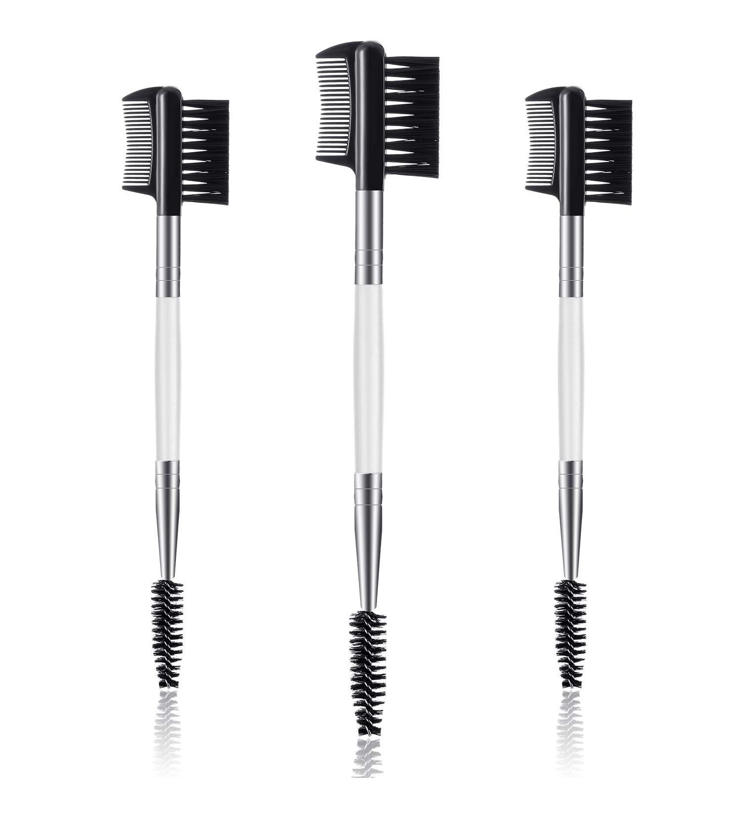 3 Pcs Dual-Head Eyebrow & Eyelash Grooming Brush Set - White - for Women & Girls - Buy Online on SooperMarket.com