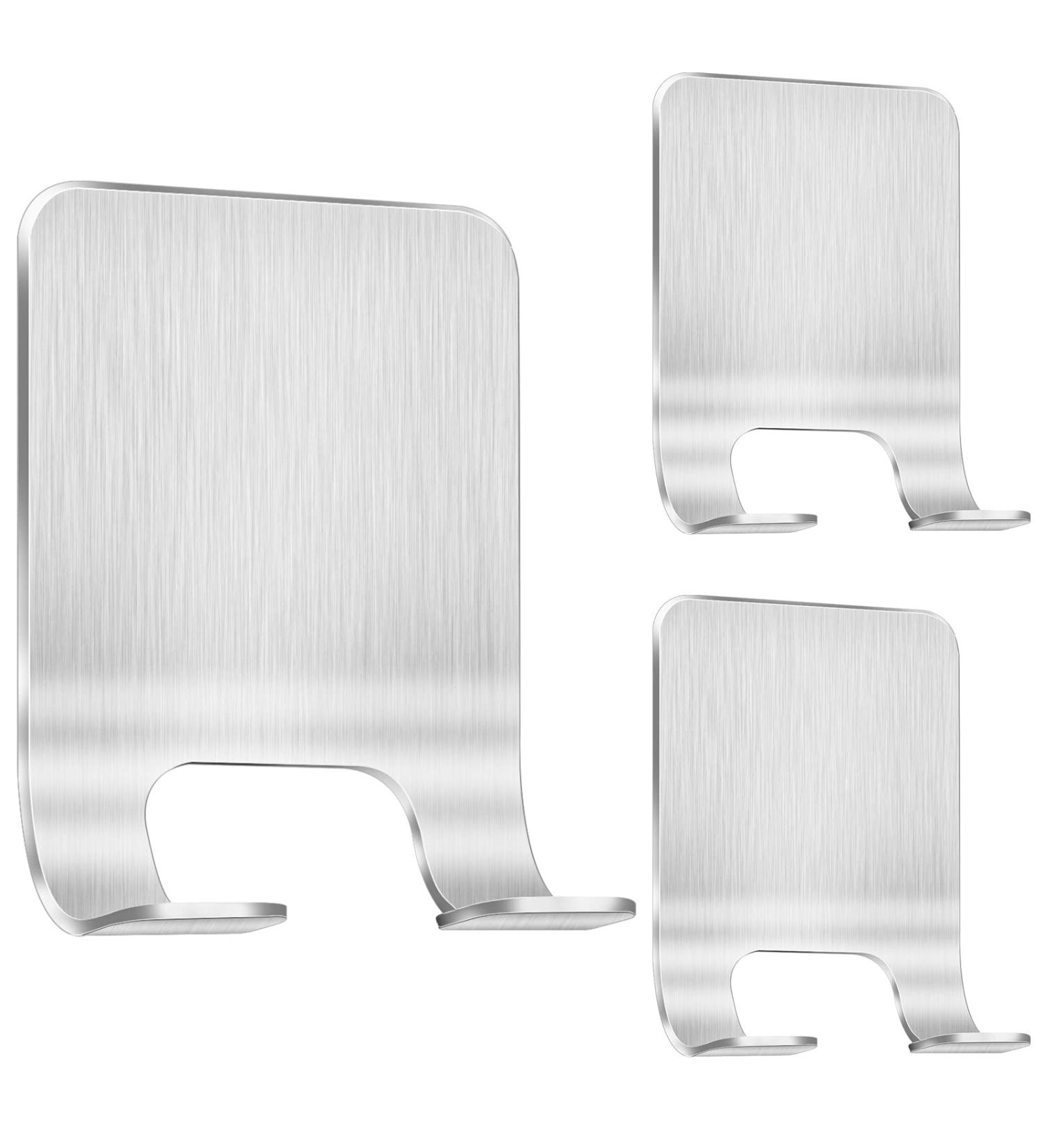 Razor Bracket Shower Set - 3 Pieces Silver Self-Adhesive Stainless Steel Razor Holders for Bathroom & Kitchen - No Drilling Required - Buy Online on SooperMarket.com
