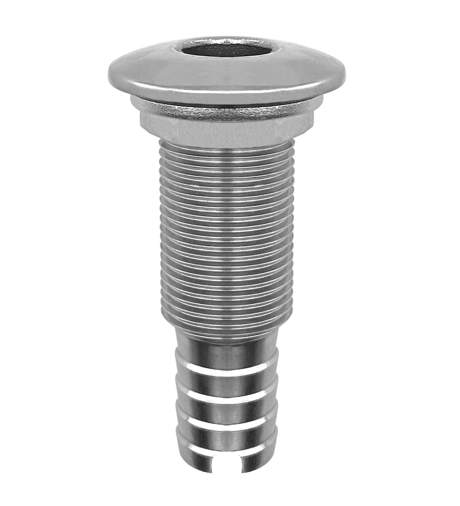 iSure Marine Stainless Steel 1 Barbed Straight Thru-Hull Drain Connector with Nut - Boat Plumbing Fittings for Boats, Yachts, Marine - Buy Online on SooperMarket.com