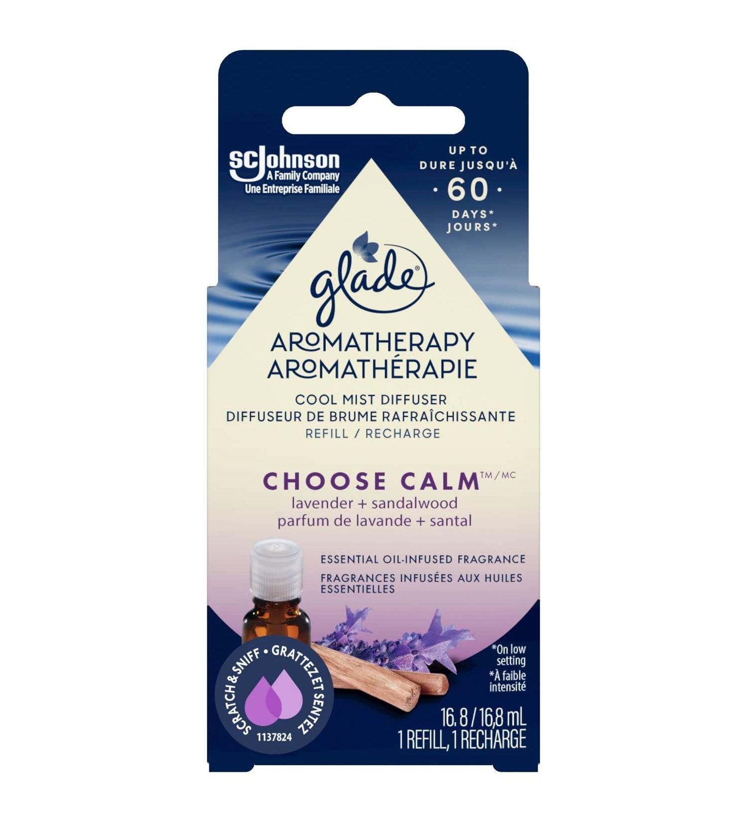 Glade Essential Oil Diffuser Refill Use with Cool Mist Aromatherapy Diffuser Air Freshener for Home Choose Calm Scent with Notes of Lavender & Sandalwood 1 Count - Buy Online on SooperMarket.com