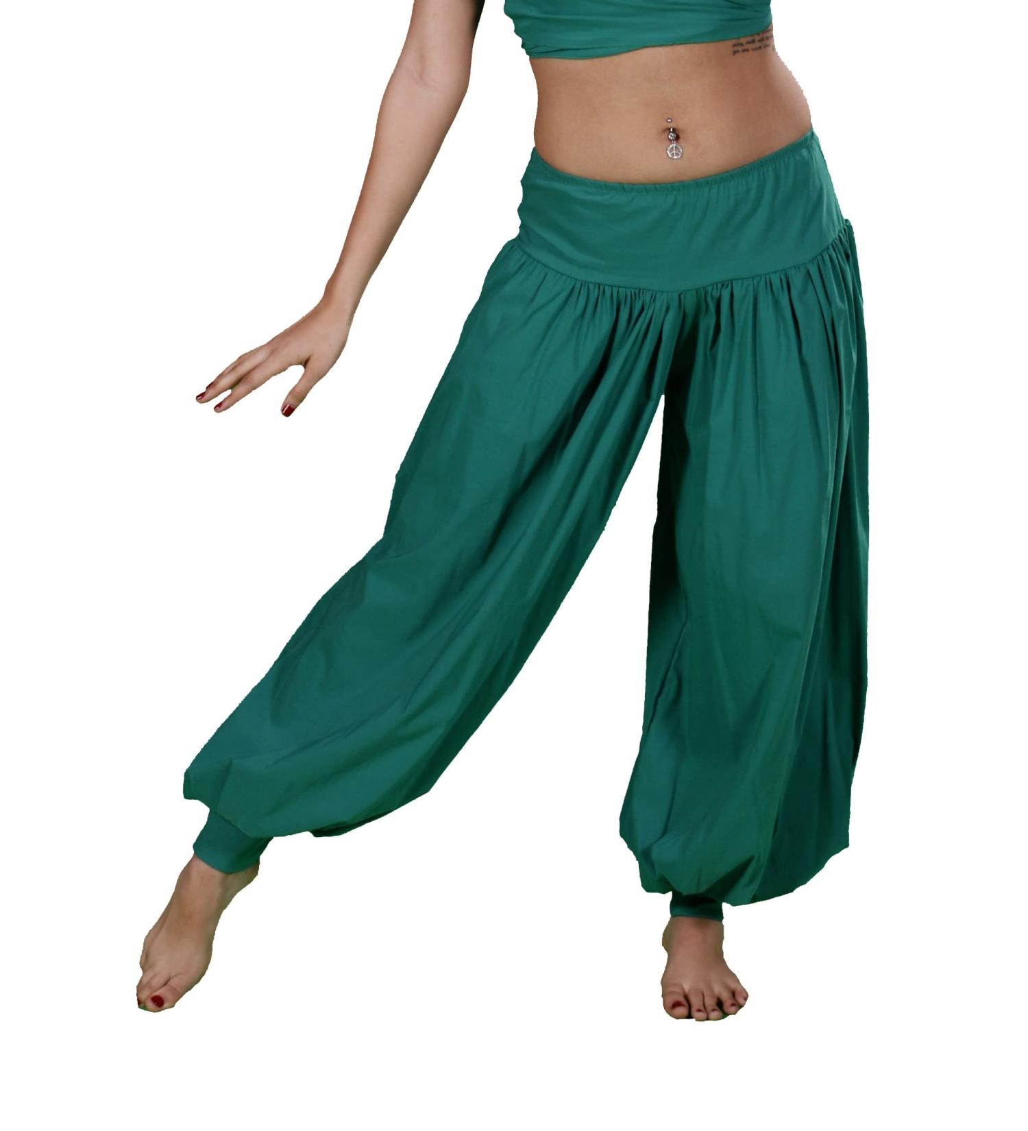 Belly Dance Cotton Harem Pants | Al'adin Bloom One Size Green
