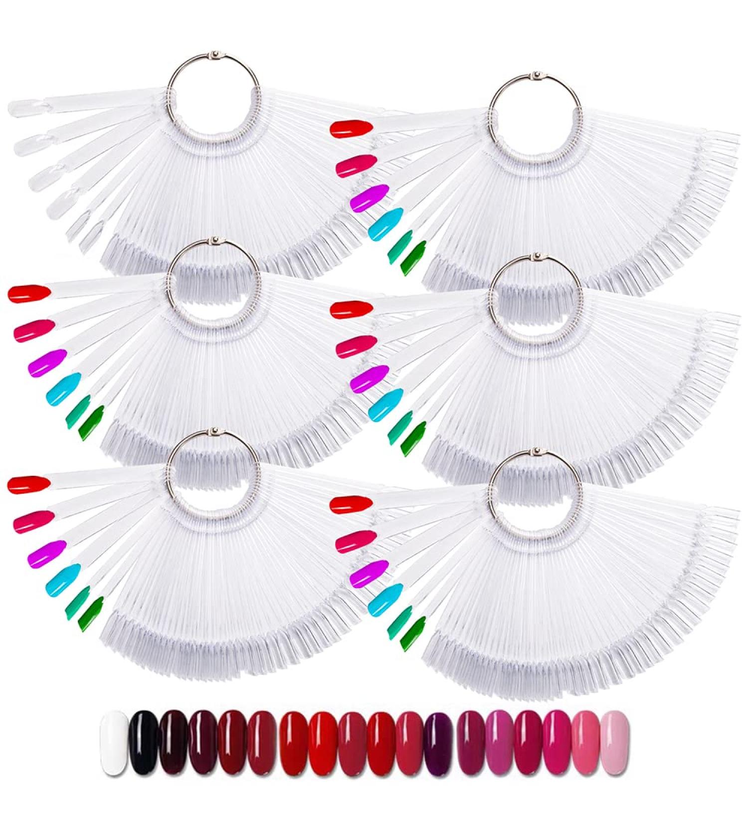 FHDUSRYO 300pcs Clear Nail Swatch Pop Sticks | Nail Colour Display Art Tips with Metal Rings - Ideal for Nail Salons & Beginners - Buy Online on SooperMarket.com