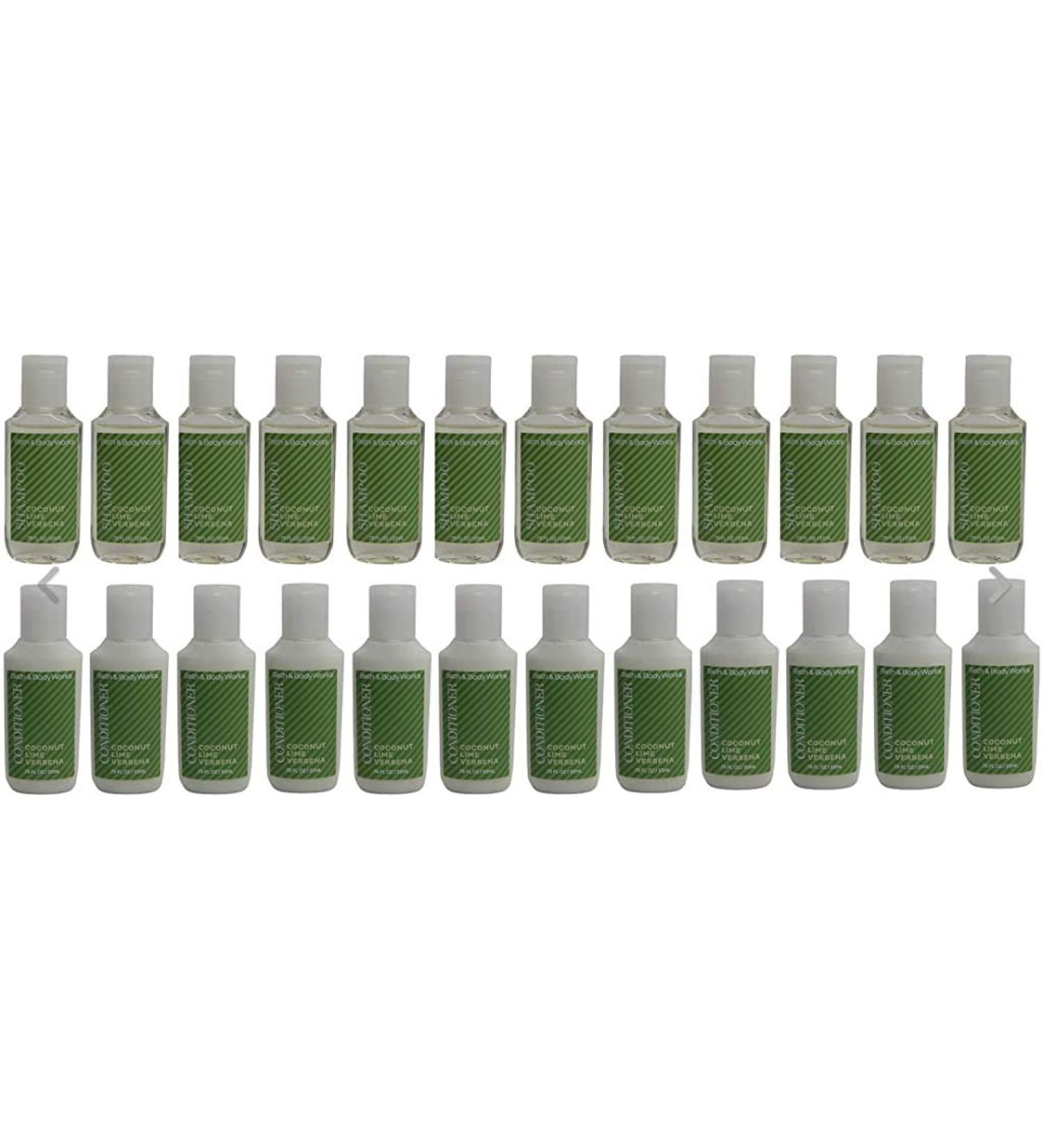 Bath & Body Works Coconut Lime Verbena Shampoo & Conditioner. Lot of 24 (12 of each) 0.75oz Bottles. Total of 18oz.