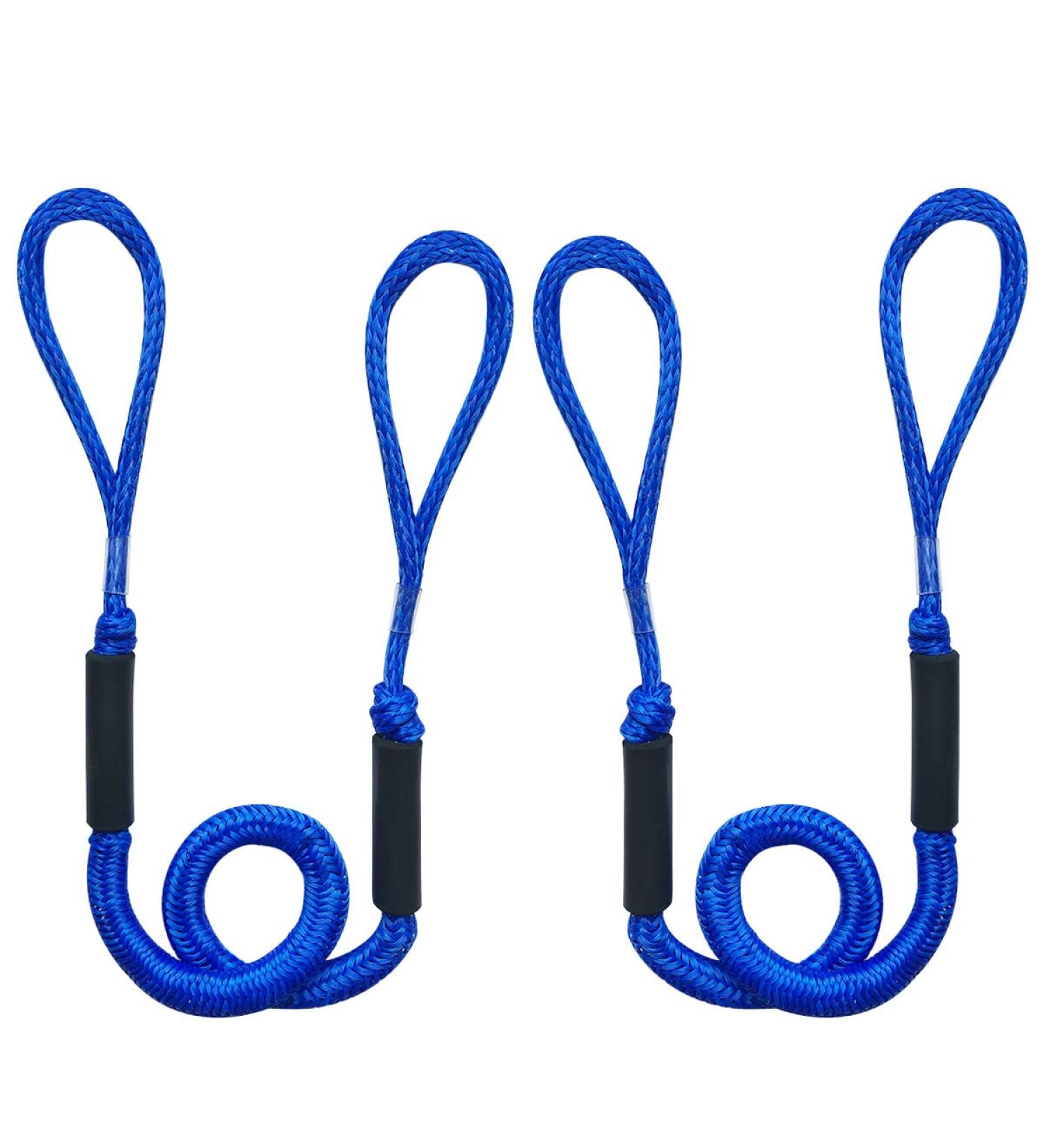 NIUTRIP Bungee Boat Dock Line 2Pack 4-5.5FT Blue - Stretchable Mooring Rope for Pontoon Jet Ski, SeaDoo, Kayak - Boating Gifts for Men - Fishing Boat Accessories - Buy Online on SooperMarket.com