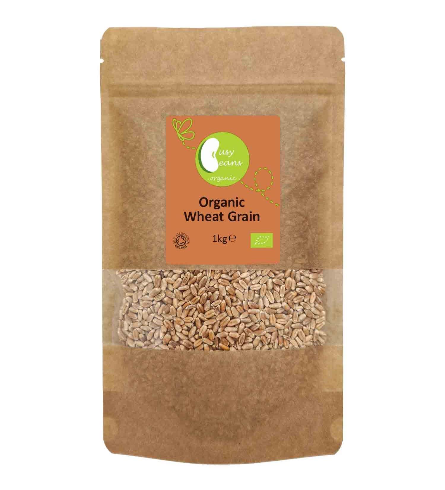 Busy Beans Organic Certified Organic Wheat Grain (1kg) - 100% Organic Whole Grain - Buy Online on SooperMarket.com