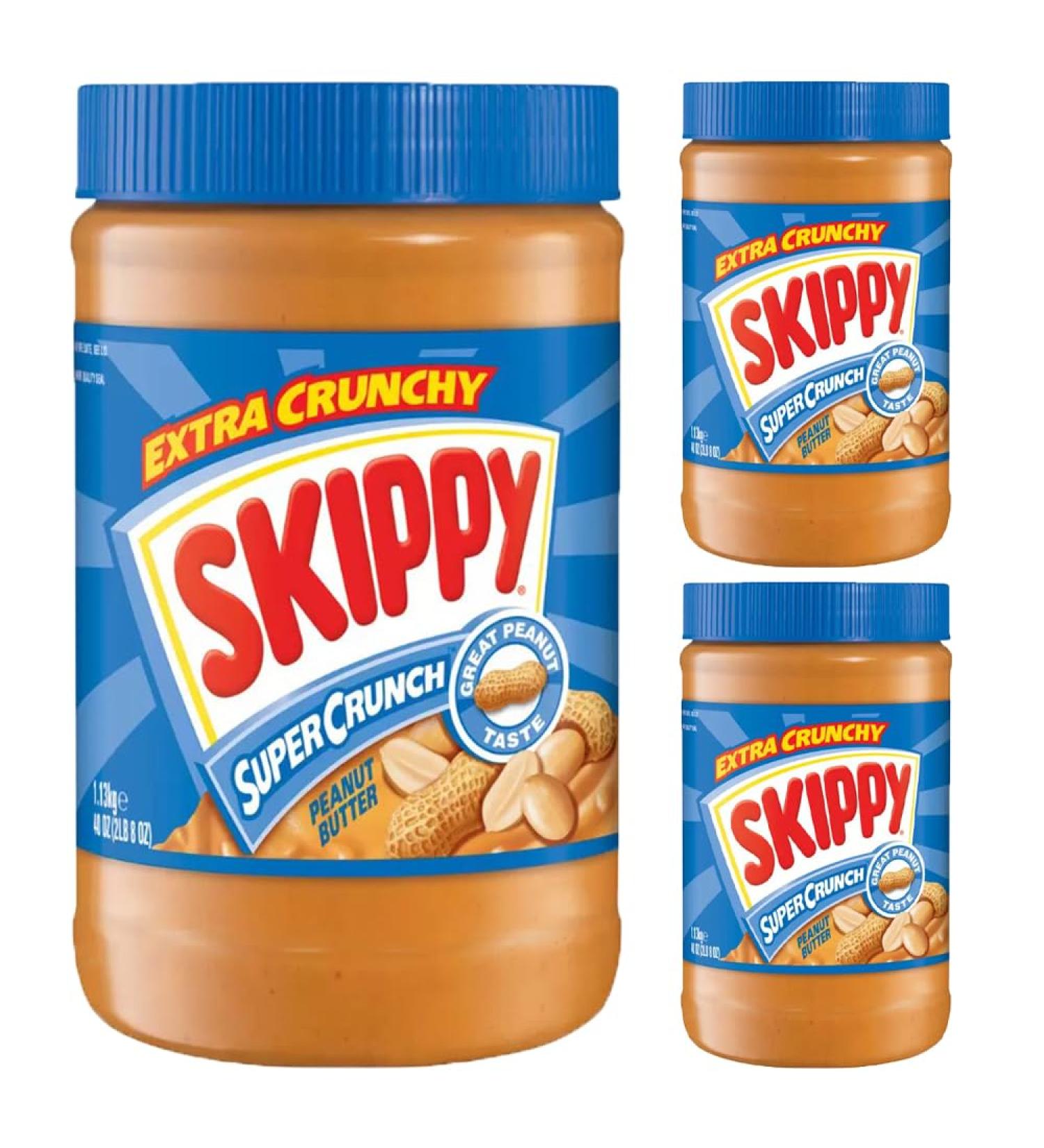 3 x 1.13kg Crunchy Peanut Butter Creamy Spread Breakfast Protein Nut Piece Snack Cake Pie Topping Icing